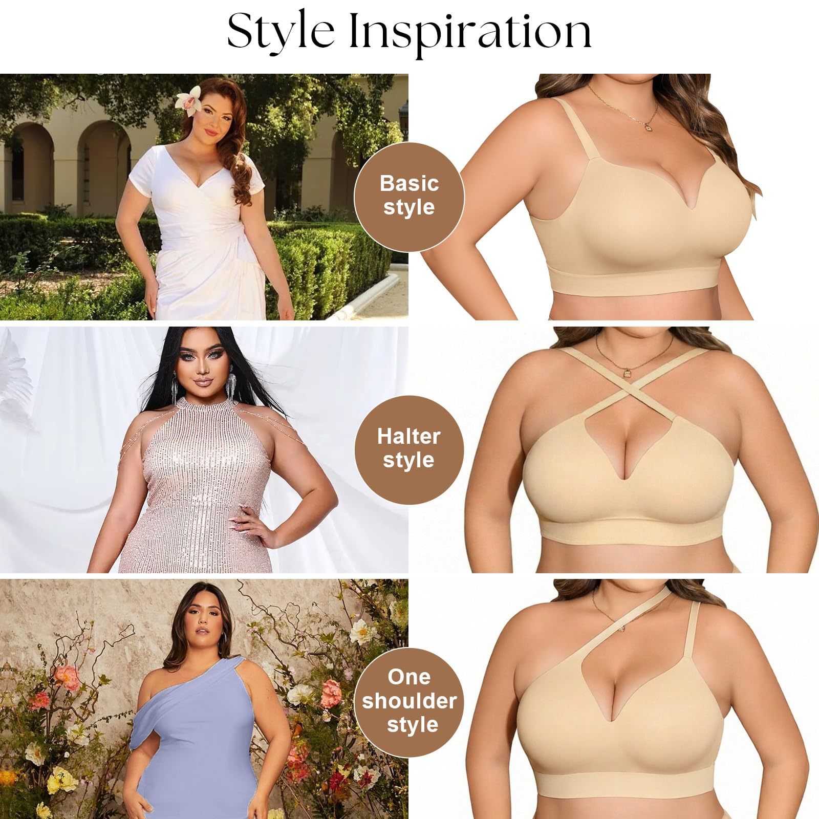 XJBTBA Biustonosze push-up dla kobiet Bez fiszbin Bez fiszbin Bez fiszbin Wsparcie Komfortowe biustonosze do spania dla pań Miękka koszulka Biustonosz bez fiszbin Regular i Plus Size
