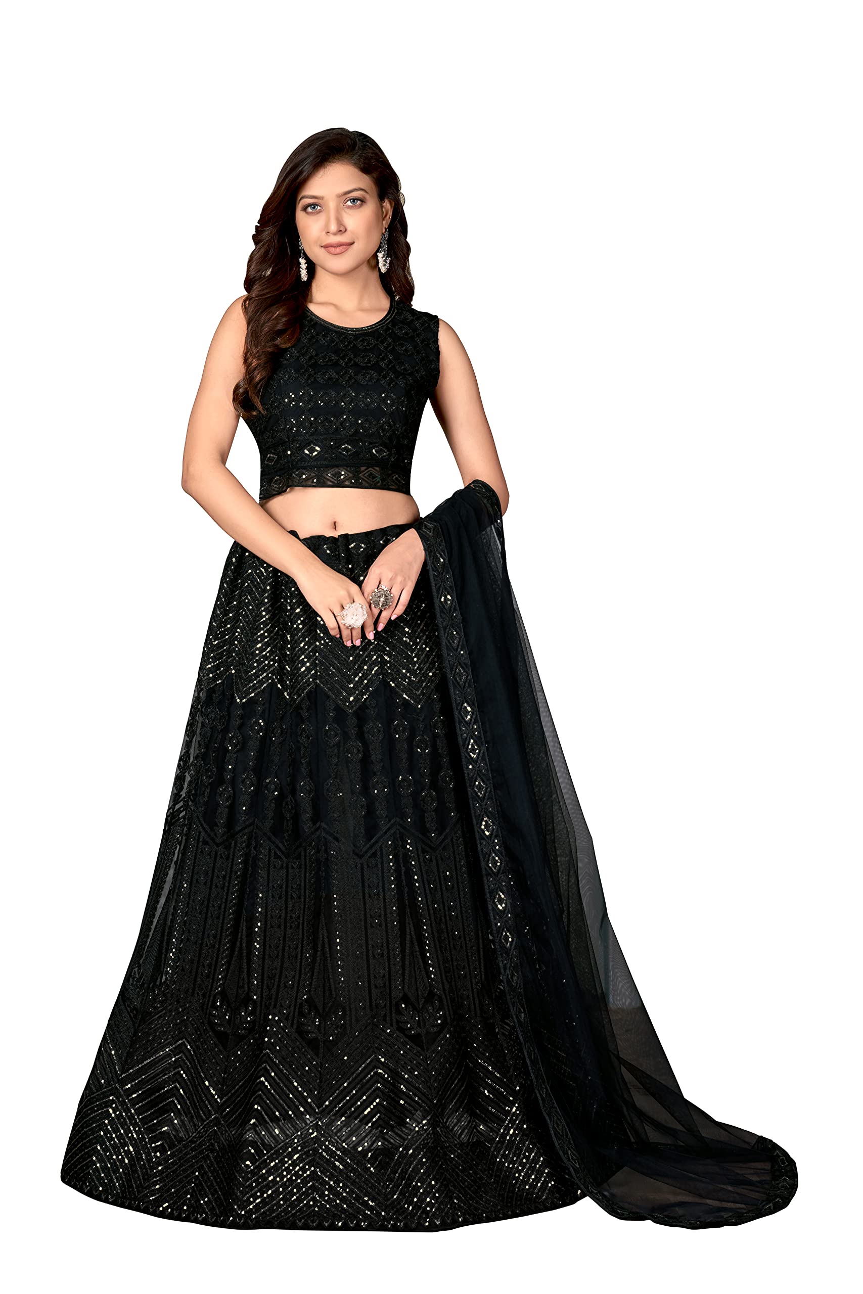 VARNI FABRICS: A lady's First LoveVARNI FABRICS Lehenga set for Women Net Embroidered Semi Stitched Lehenga for Women Wedding Multi Niddle Work Ethnic Traditional Party Lehenga Choli with Dupatta | Free Size