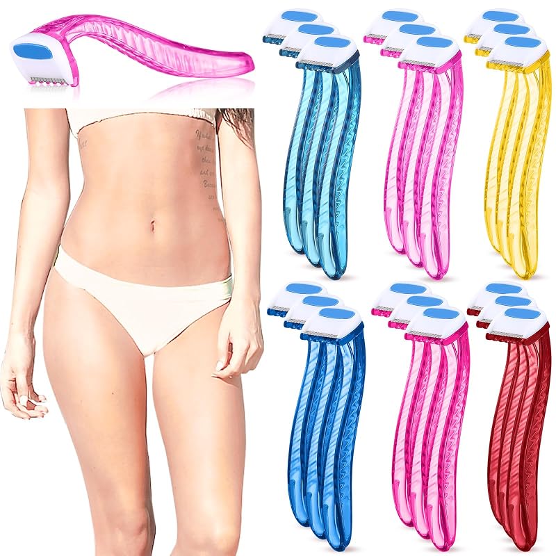 Honoson Aparelhos de barbear descartáveis para áreas do biquíni, multicoloridos, Pacote com 16