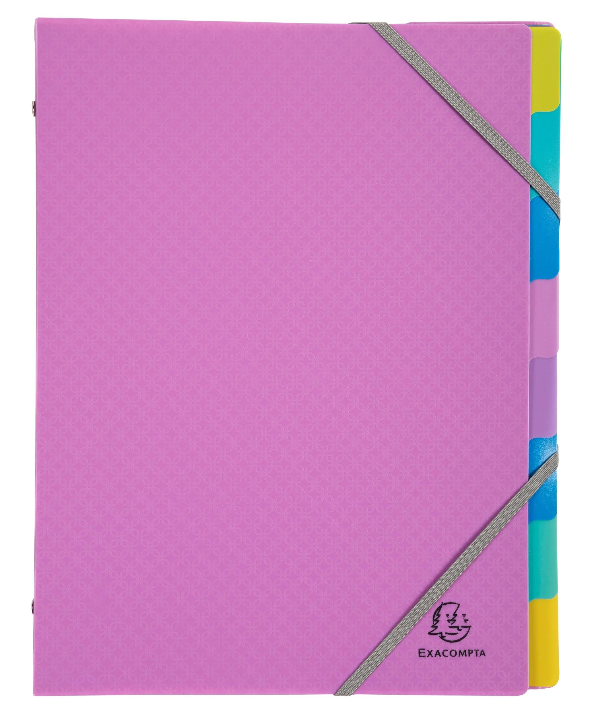 Exacompta - Rif. 56190E - Cartone da 8 raccoglitori Forever Young - 3 alette con elastici - copertina e interno in polipropilene riciclato - 8 scomparti - dim 25 x 32 cm - per formato A4 - assortiti