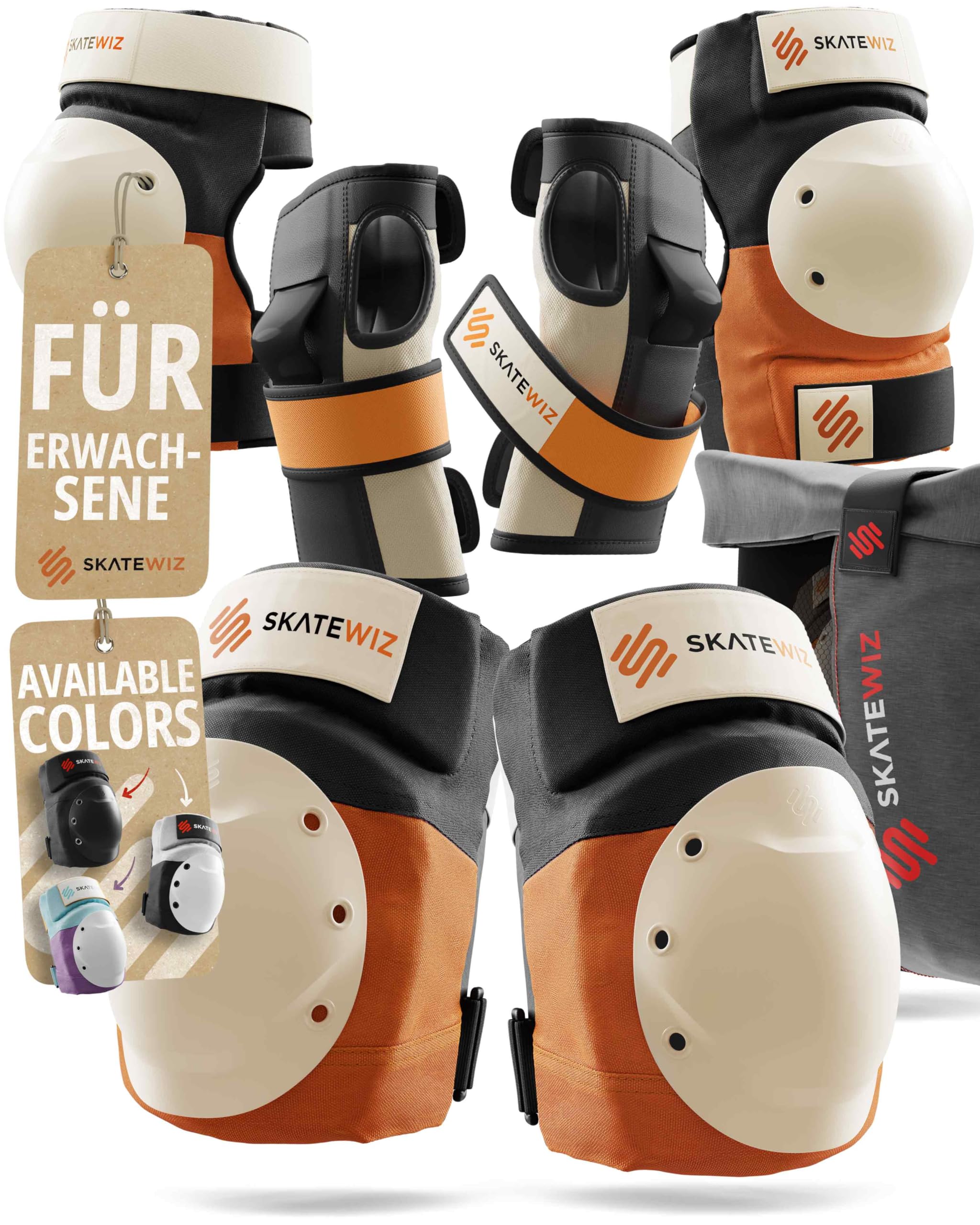 SKATEWIZ Inliner Schoner Erwachsene und Jugendliche mit Neopren-Sleeves - Protektoren Set [6er] SHIELD von Deutschem Hersteller entwickelt