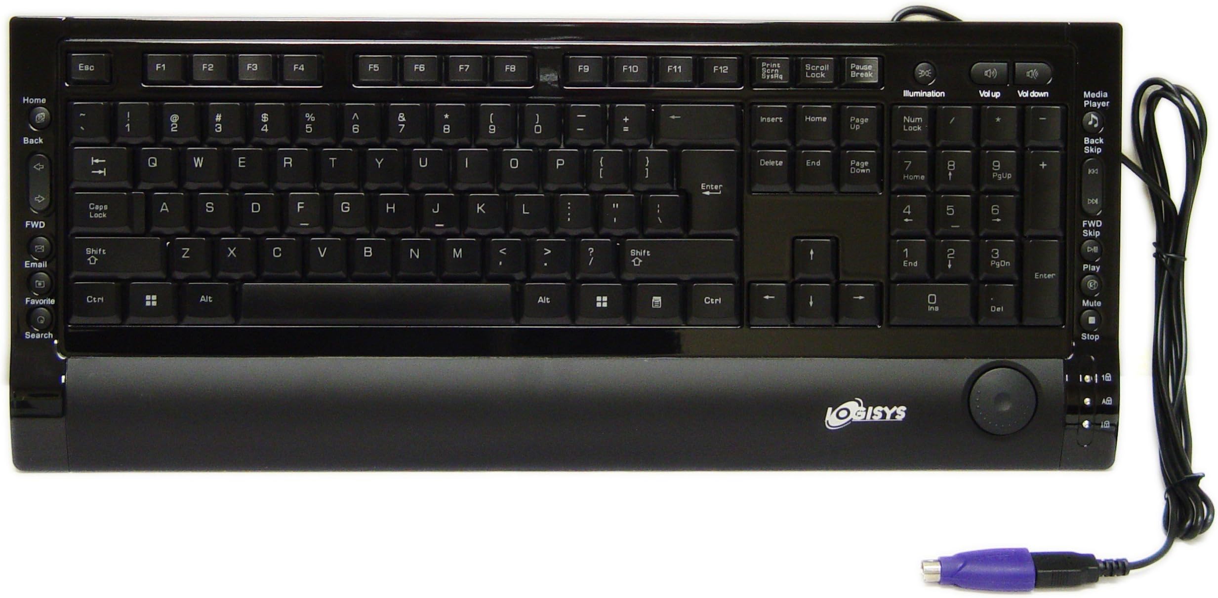 Logisys Corp. Two Color Character Illuminated Keboard - Blue/Red (KB208BK)
