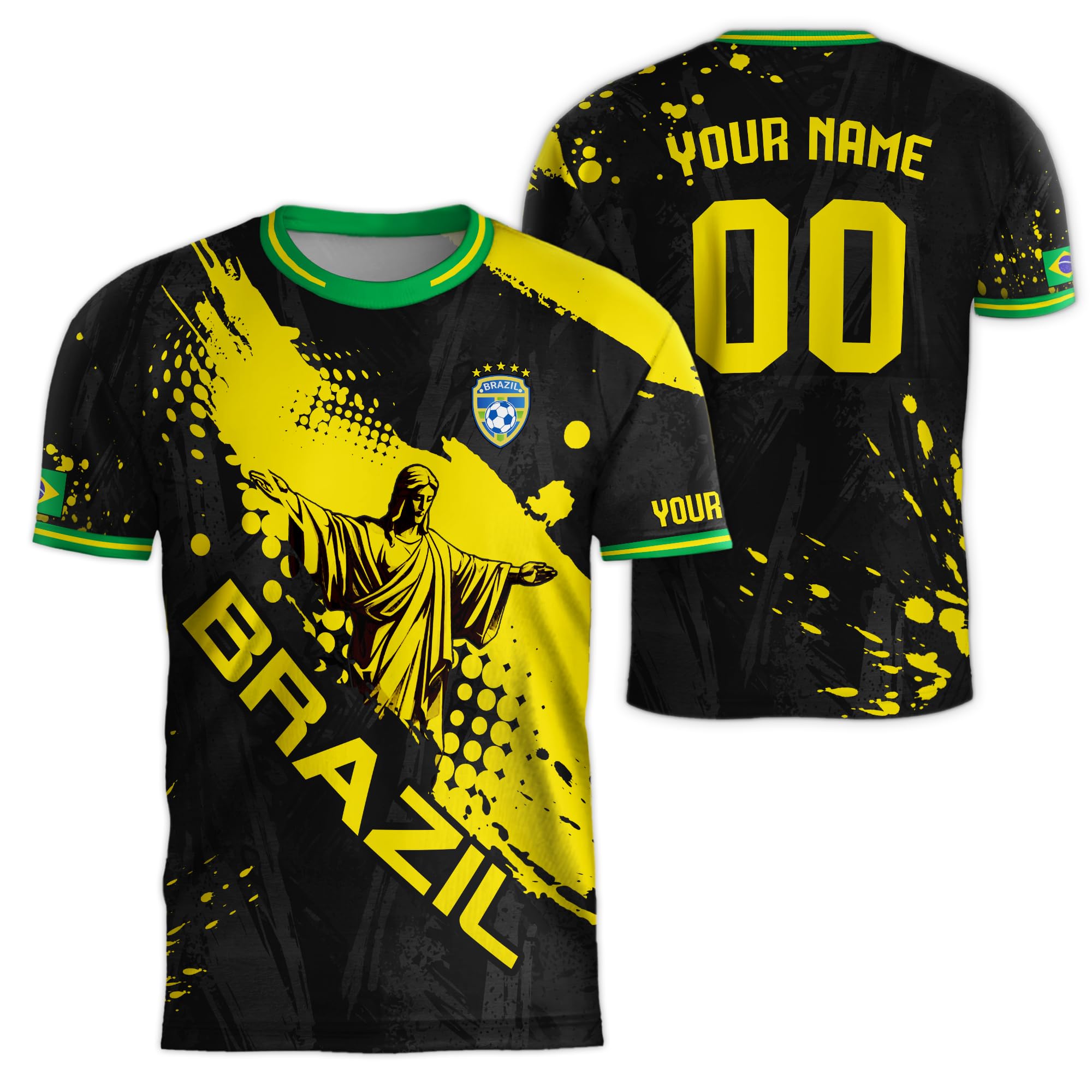 VATANASPersonalized Brazil Soccer Jersey 2025 - Custom Name Brazilian Jersey for Men