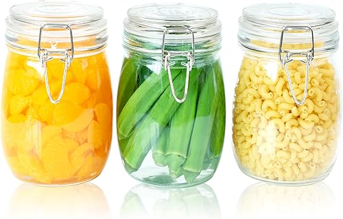Tarro de vidrio con tapa hermética de 24 onzas, paquete de 3 recipientes herméticos para almacenamiento de alimentos, a prueba de fugas, recipiente