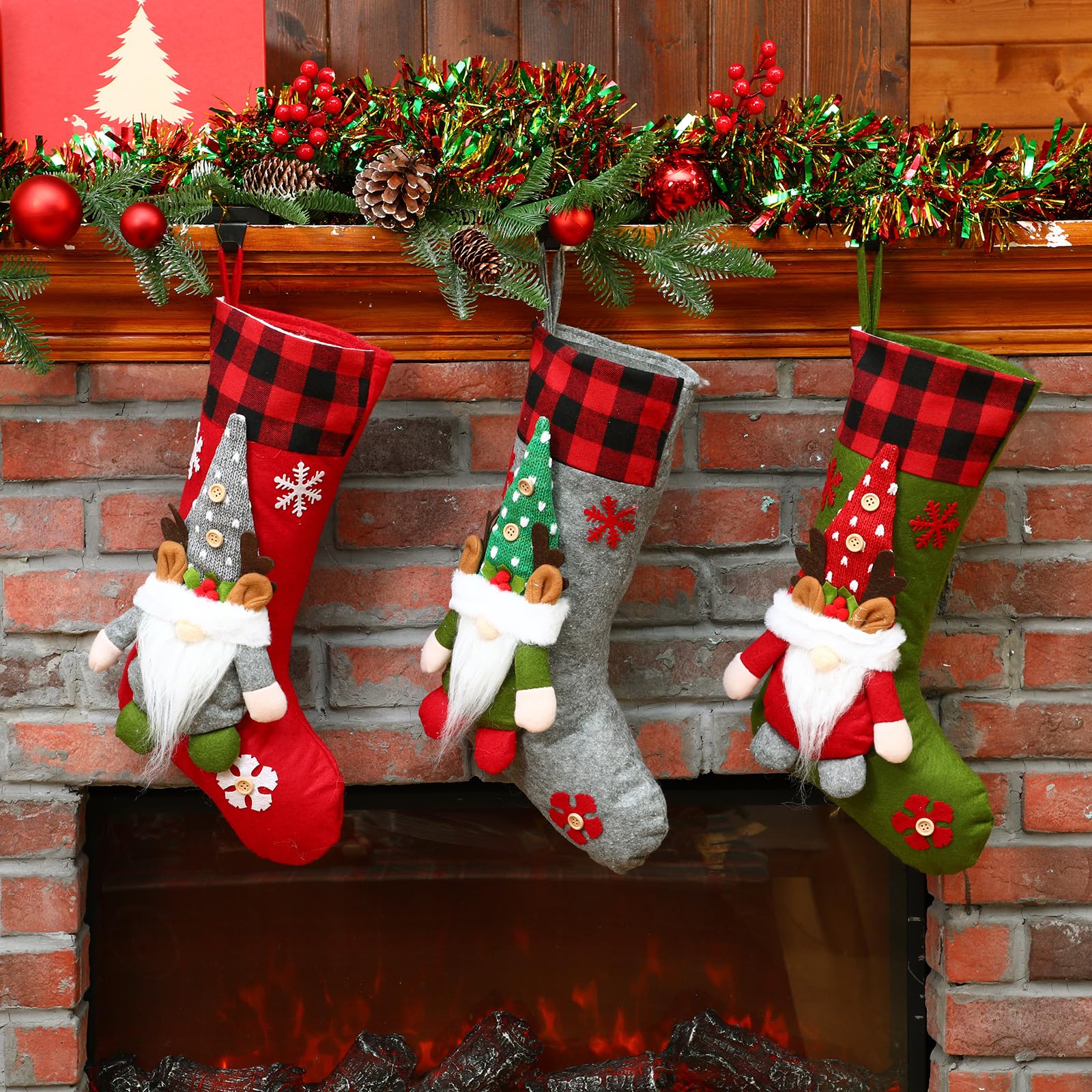 Calcetines Navidad Personalizados Lyrow - Paquete De 6 Medias De Navidad A  Granel De 19 Pulgadas, Medias Christmas Stockings, image size:1600x1600