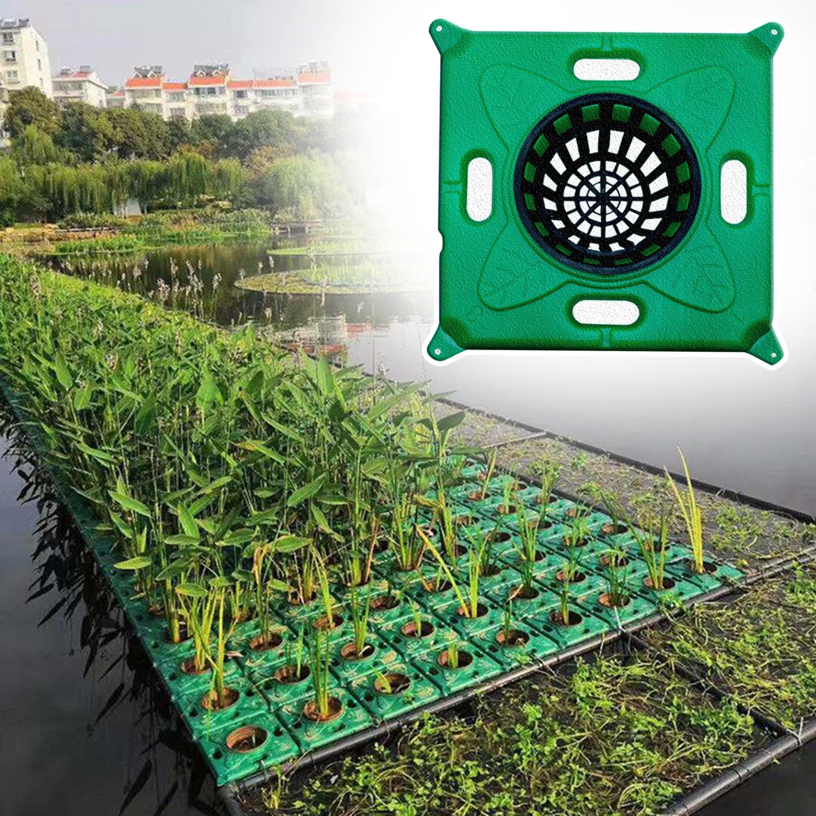 Fioriera Galleggiante per laghetto di Koi, Isola per Piante acquaponiche, Vaso per Piante acquatiche da Giardino, Grande Cesto per vasi da laghetto