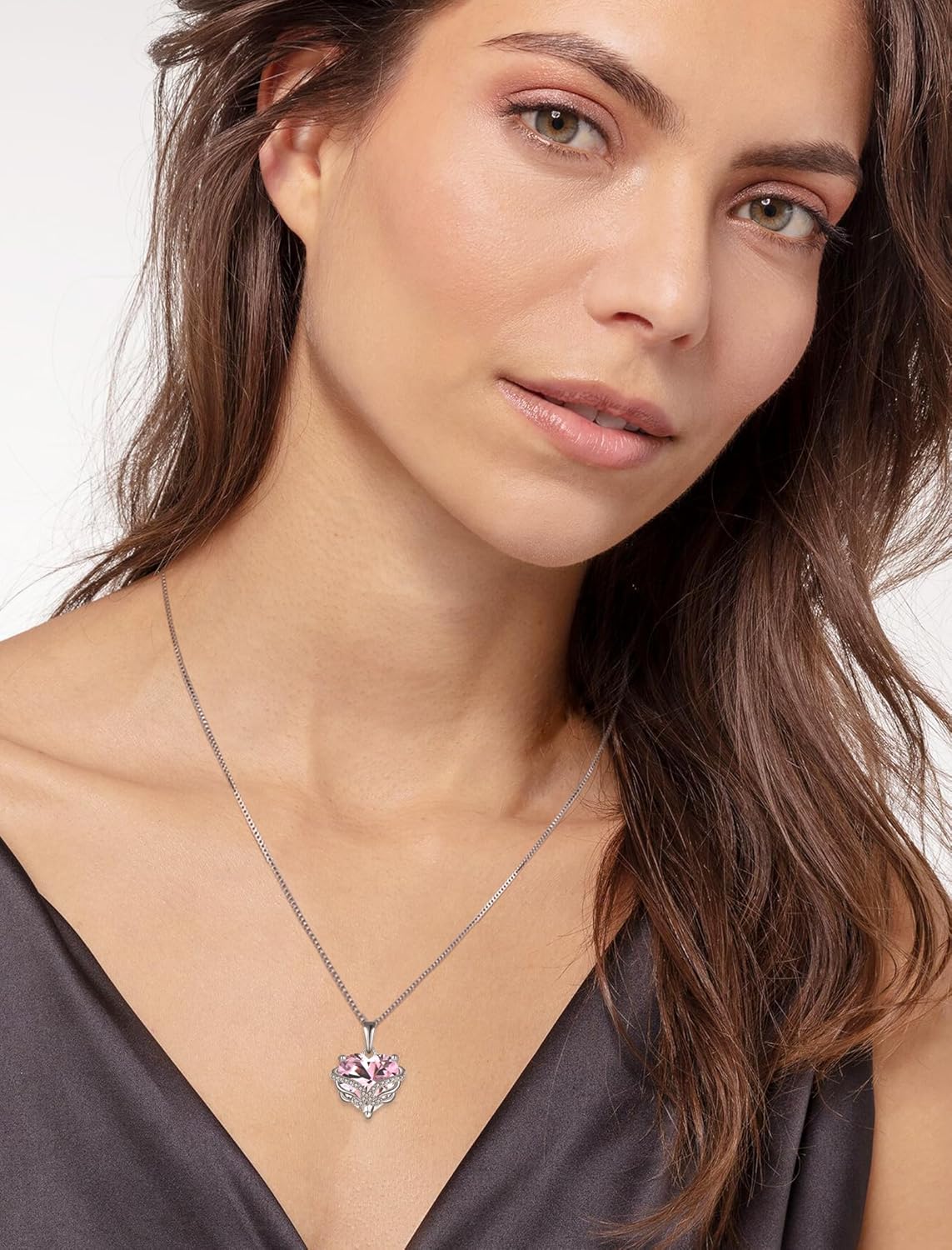 Angel Wings Necklaces 925 Sterling Silver Heart Birthstone Jewelry Gifts for Women - Image 2