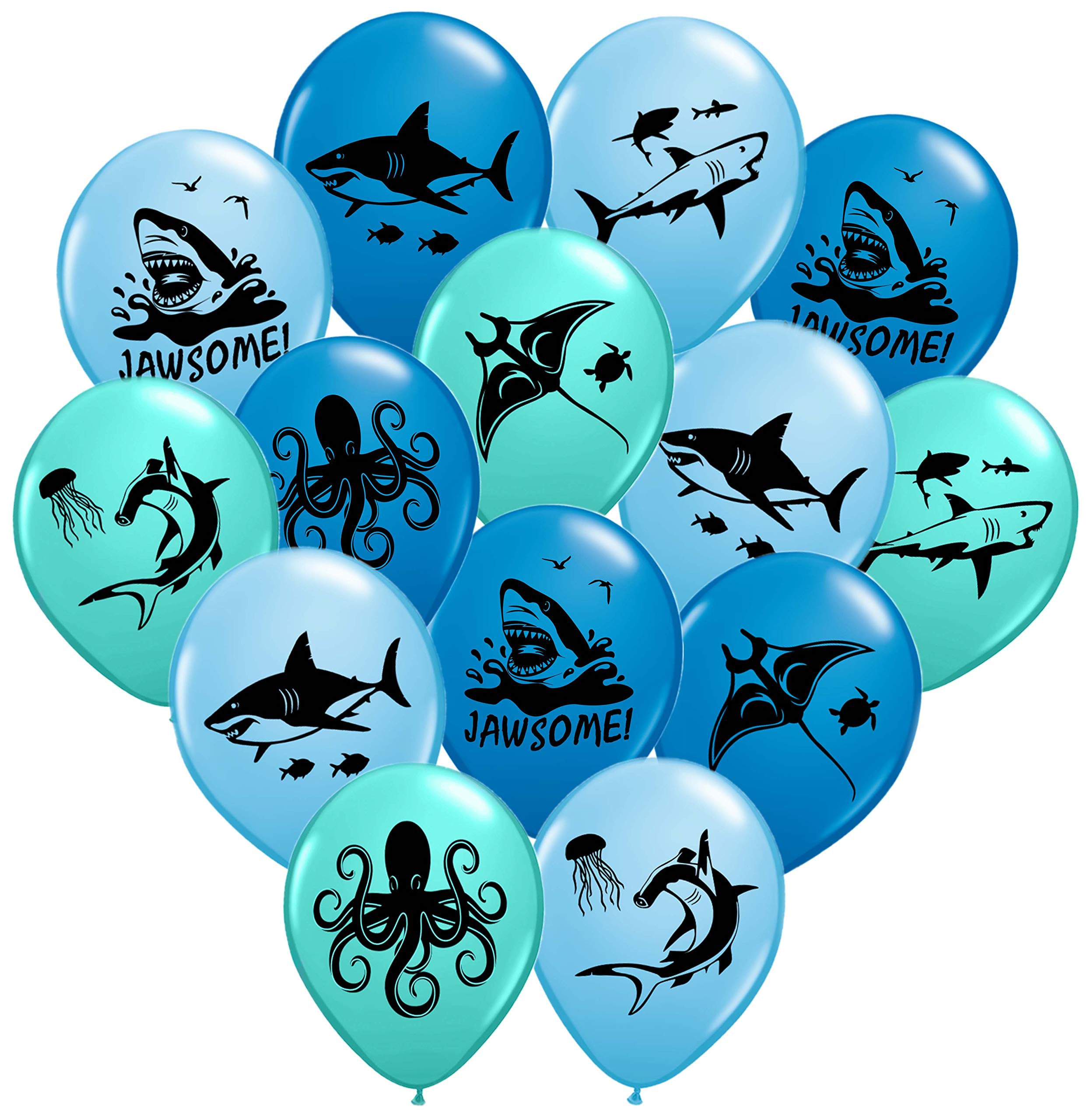 Gypsy Jade's Shark Balloons - Great For Shark Themed Birthday Parties, Shark Week Parties or Under-The-Sea gatherings - Package of 36 - Big 12" Latex Balloons!