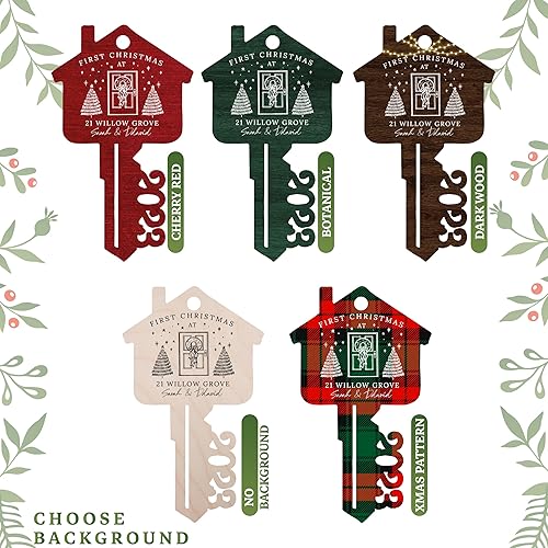 Miniatura 3 de Adorno de madera personalizado para la primera Navidad en nuestra nueva dirección del hogar, regalo personalizado de inauguración de la casa de