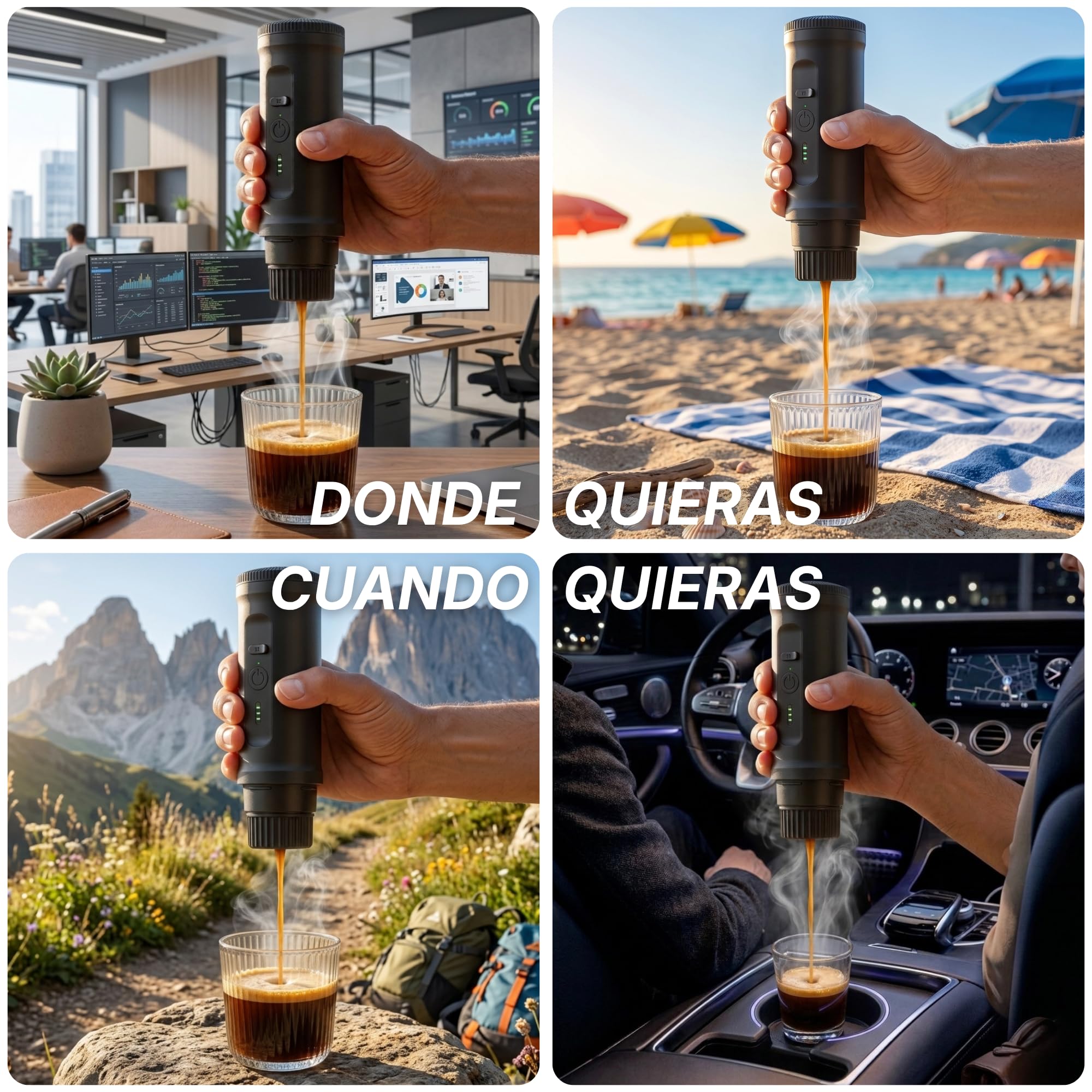 Cafetera Portatil Capsulas 2 En 1 Y Cafe Molido, Cafetera Capsulas Portatil 20 Bar Con Calentamiento Y Carga Rapida USB C, Compatible Con Capsulas Para Viaje