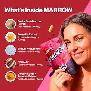 Primal Queen Marrow Bone Marrow Joint Support for Women | 46x Bioavailable Curcuwin Turmeric, Hyaluronic Acid, Boswellia | Joint Flex Support, 46x More Absorption