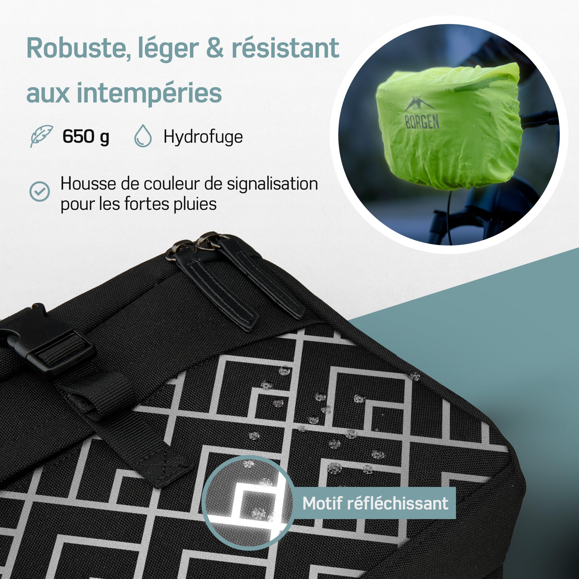 Borgen Sacoche vélo de Guidon KLICKfix Smartphone – Sac de Cintre 6 L, Grande et imperméable – Pochette de poignées ebike – Boîte Avant Bicyclette Portable