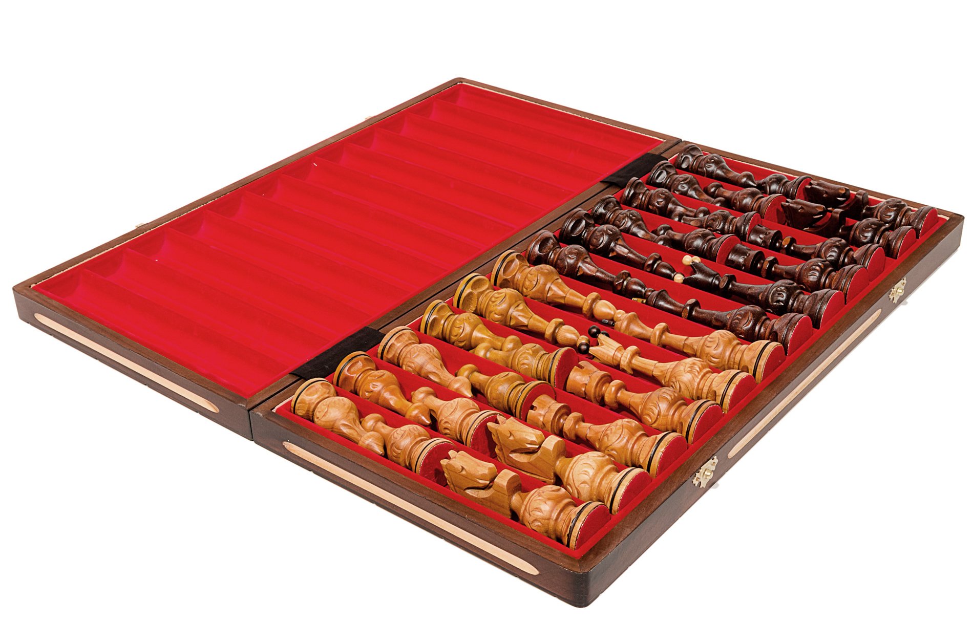 Master of Chess Houten Schaakbord met Stukken 60 cm - Handgemaakt en Draagbaar Groot Schaakspel voor Kinderen en Volwassenen