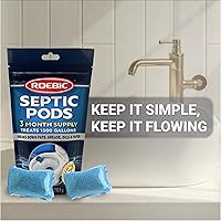Vista 5 de Roebic Cápsulas de Tratamiento de Tanque Séptico, Suministro de 3 Meses de Paquetes Disolubles de Descarga Fácil, Fórmula de Enzimas Bacterianas
