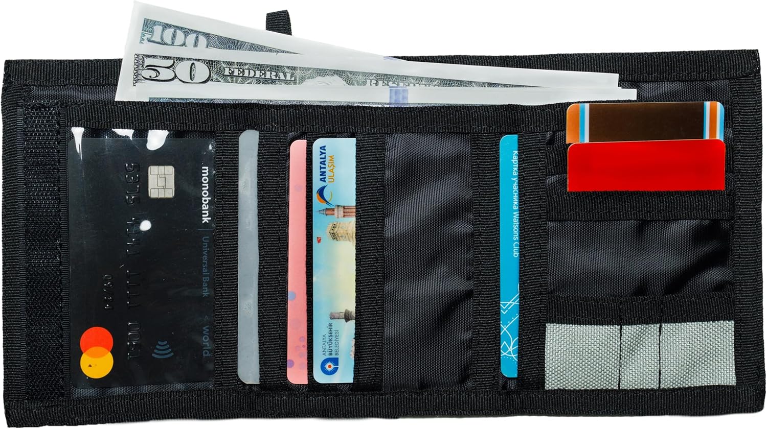 Chameleon Trifold Mens Nylon Wallet-Military Tactical Men Wallets- ID Card Holder - Canvas Thin Front Pocket Travel Wallet-Coin Zipper Pocket - Image 3