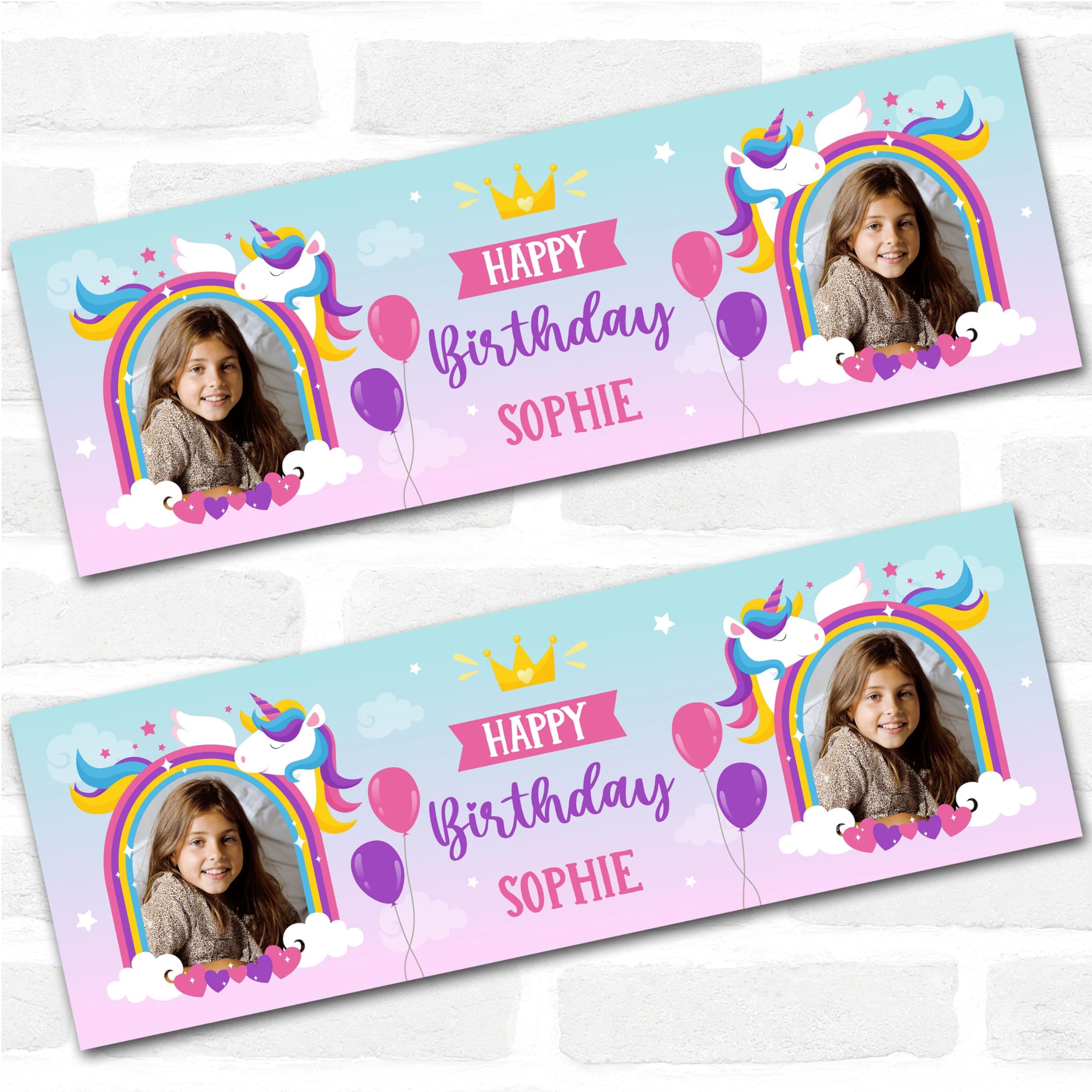 Personalised Party Banner For Birthday With Photo Girls Unicorn Kids | Custom Large Party Decoration, Event Banner, Backdrop, Décor, Signage. 3 ft x 1 ft | 4.5 ft x 1.5 ft | 6 ft x 2 ft