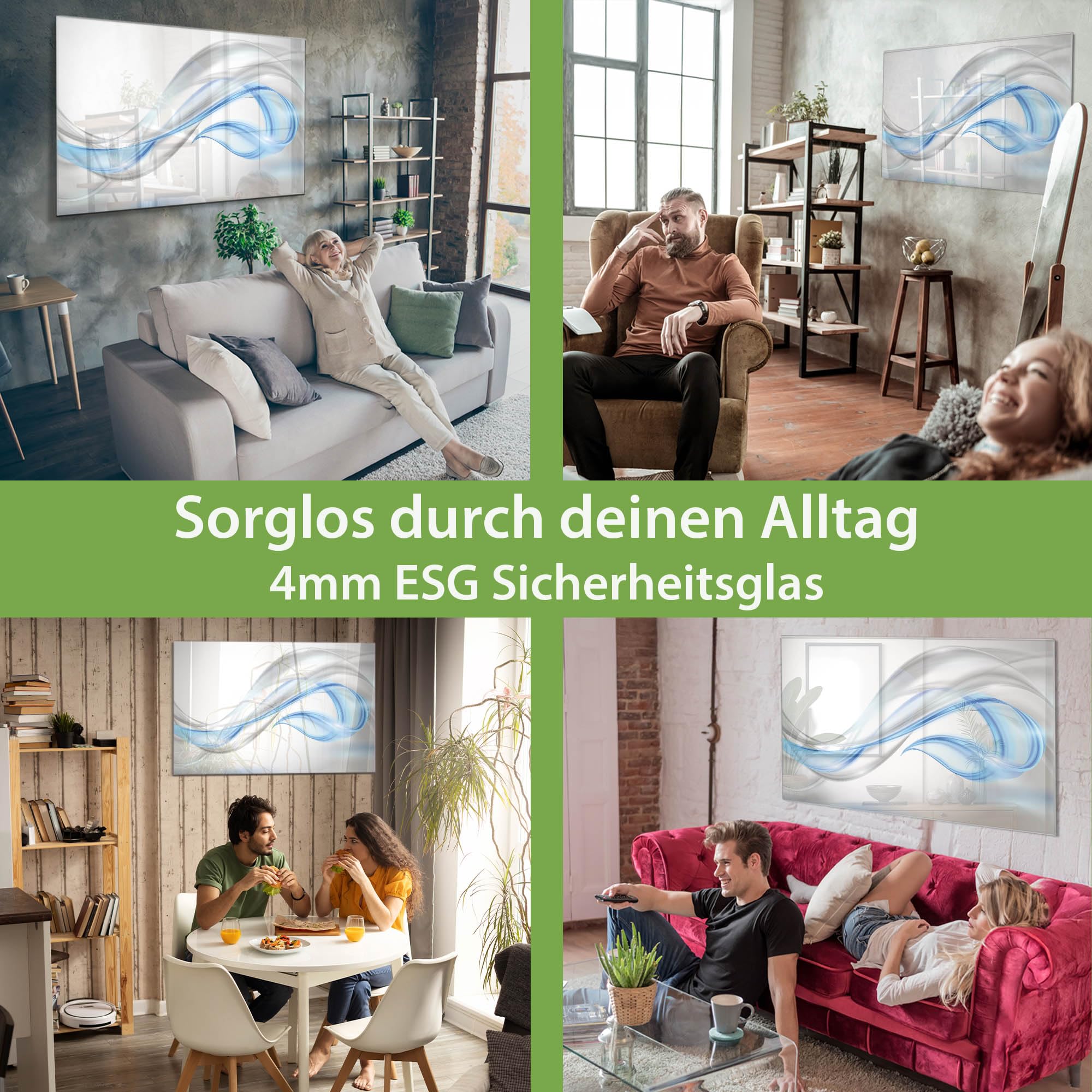 banjado Glas-Magnetboard in 75x50cm für Notizen mit abstraktem Muster