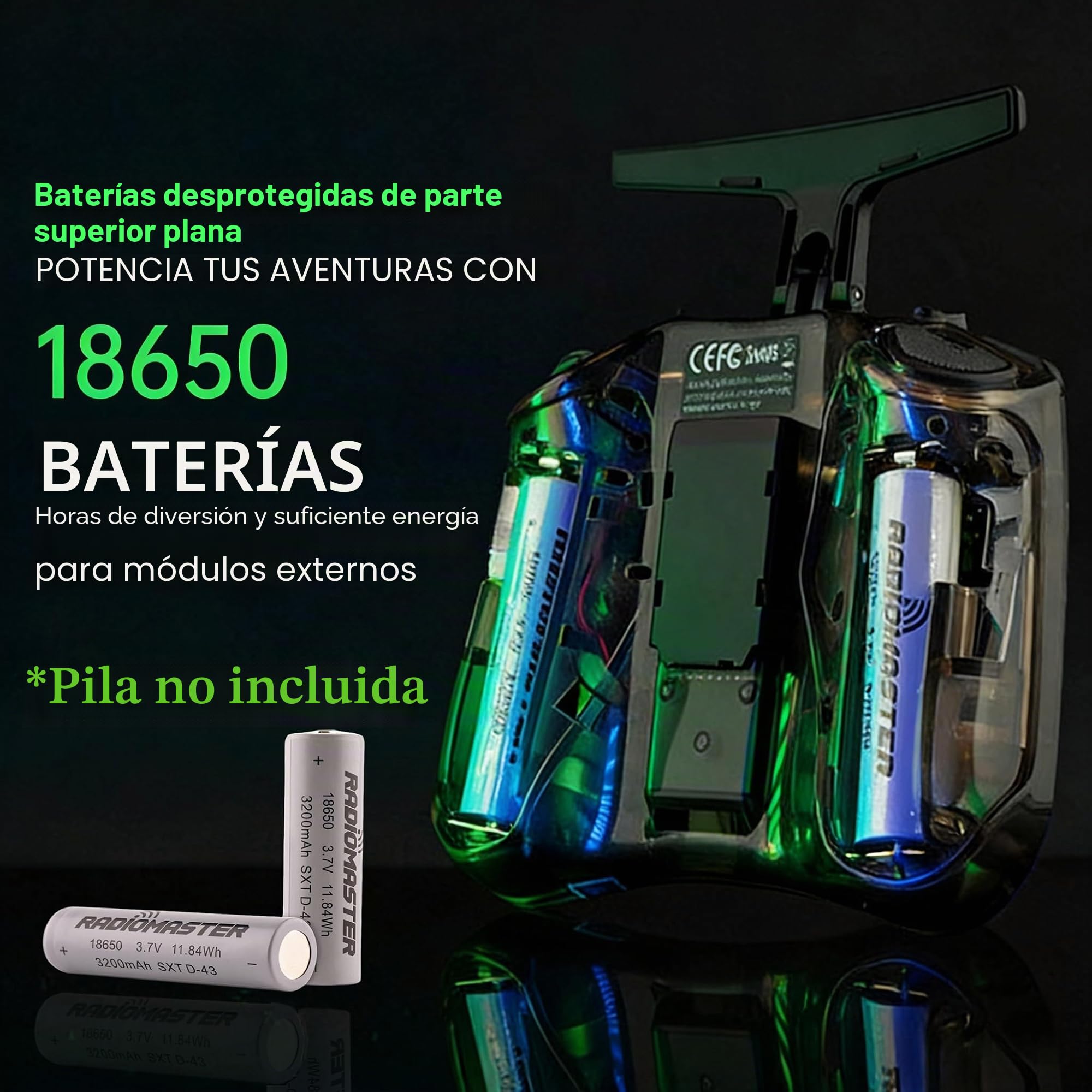 RadioMaster Pocket Controlador ELRS, Mando RC con Gimbal Hall, EdgeTX, LED, Antena Plegable para Dron FPV/Helicóptero/Barco/Multirotor (Batería No Incluida)
