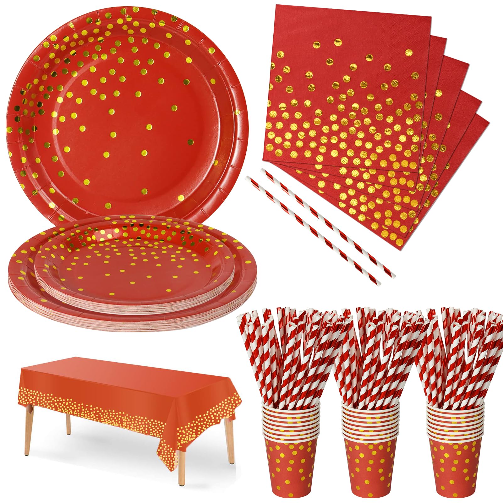 DHAIQC 125 Pezzi Stoviglie per Feste, Oro Rosa Piatti Carta Compleanno Set Include Piatti di Carta Bicchieri Tovagliolo Cannuccia per Varie Feste di Compleanno e Matrimonio (25 Ospiti