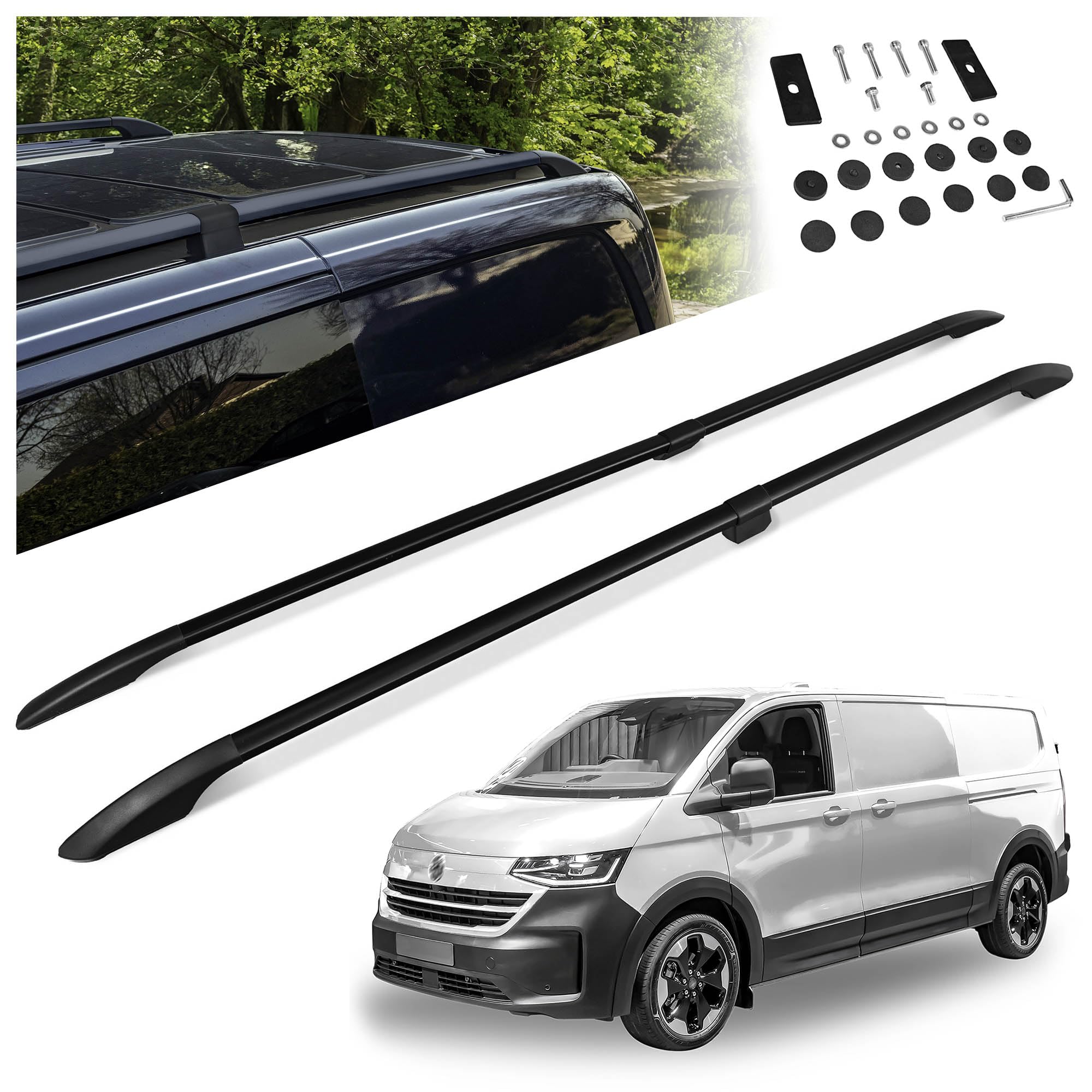 CHROMEMASTER | Barre da Tetto, Rail Tetto Compatibile con VW Transporter T7 L1 CORTO 2025+; Sono Utilizzate per il Montaggio di Portapacchi, Box da Tetto o Portabiciclette | Costruzione in Alluminio