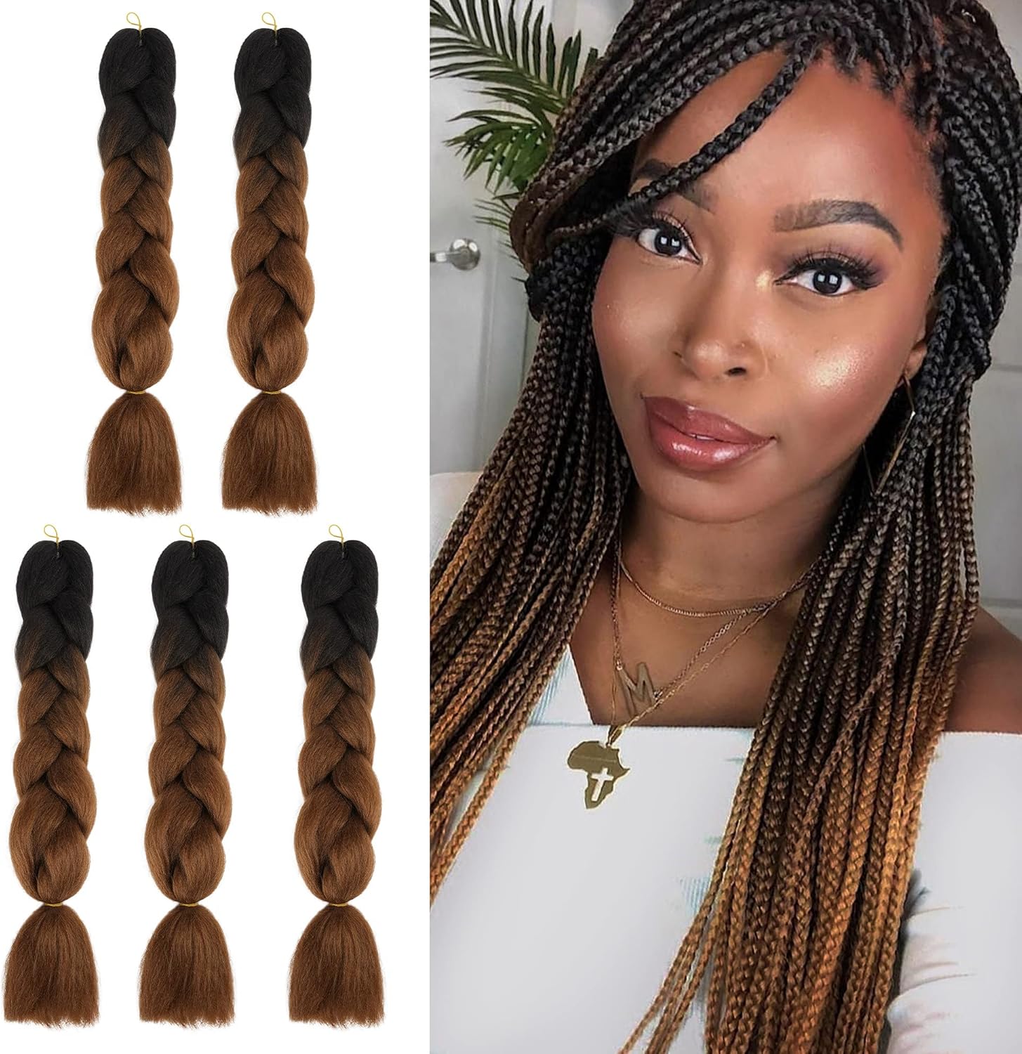 Hair Extensions for Braiding Ombre Pre Stretched，BARSDAR Jumbo Braids