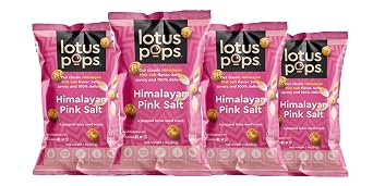 Lotus Pops - Popped Lotus Water Lily Seed Snacks | Low Calorie Gluten Free and Vegan Snacks | Plant Protein | Roasted Not-Fried | Paleo | Grain Free | Non GMO Certified | Himalayan Pink Salt 4 1oz Packs