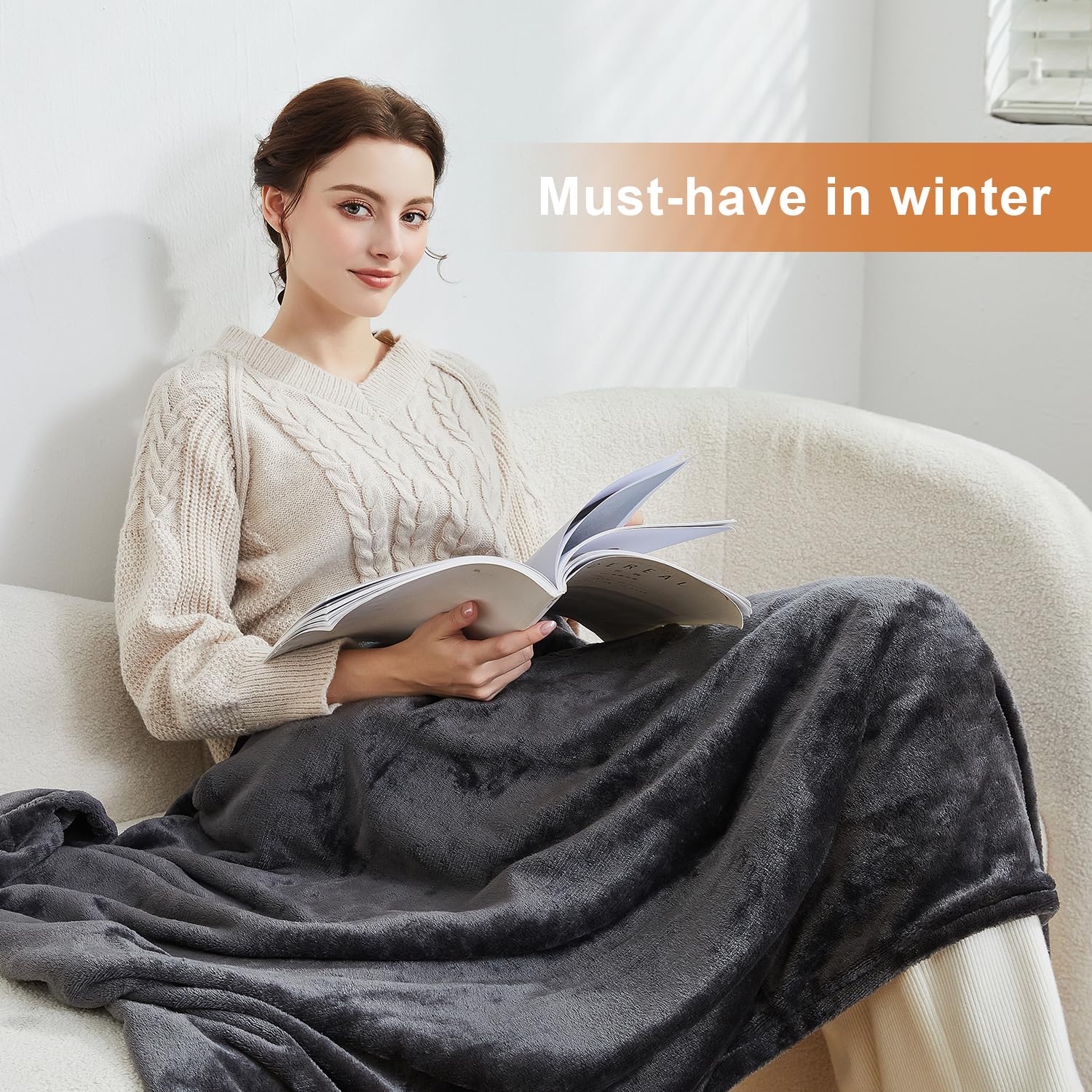 Lailisapex Wearable USB Heated Blanket Shawl Hooded, Portable, 3 Gears 7 Heating Zones Cordless Zip Throw for Women, Outdoor, Office, Camping