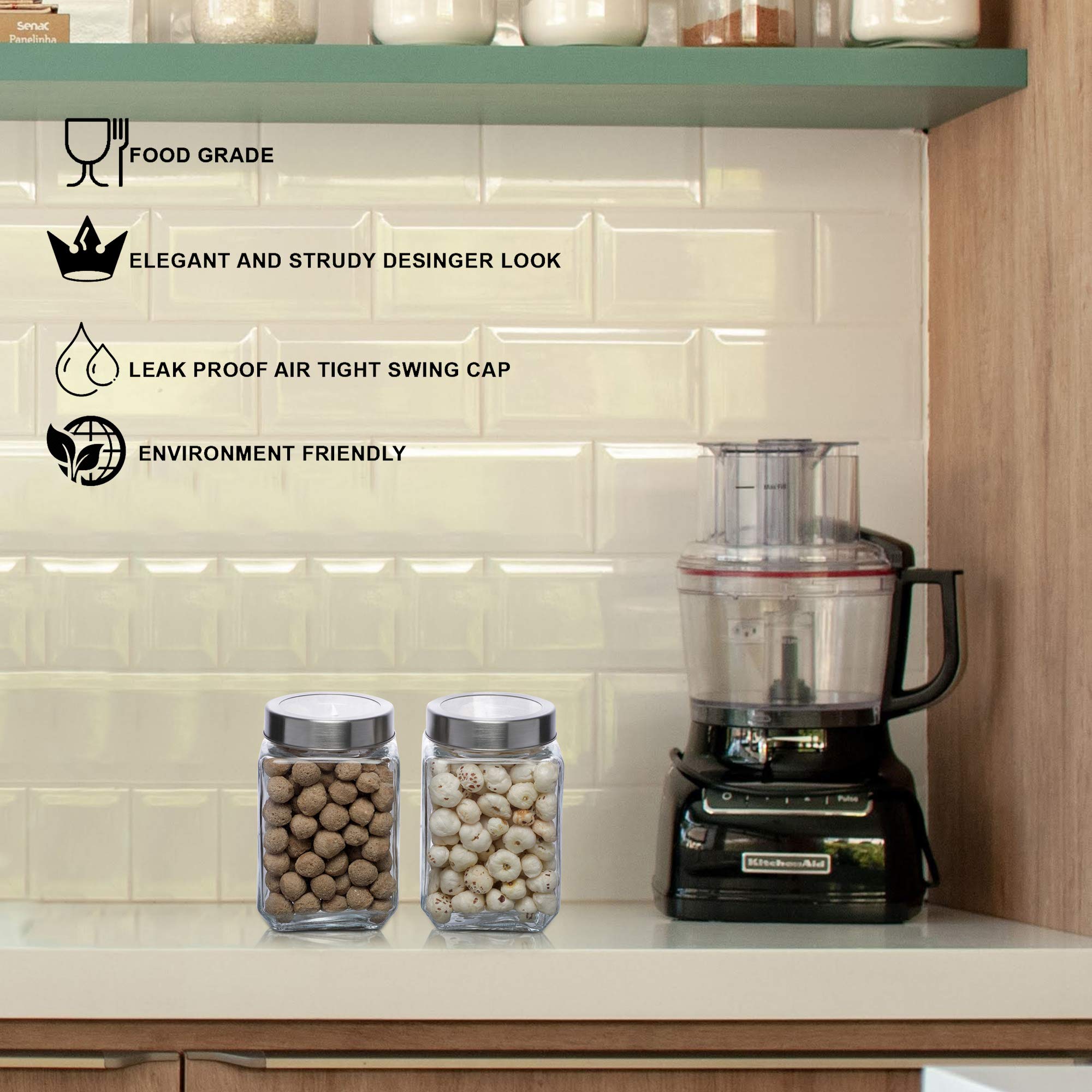 Transparent Glass Jars - Set of 2 - Cutting Edge Essentials -6 Transparent Glass Jars - Set of 2 - Cutting Edge Essentials -6