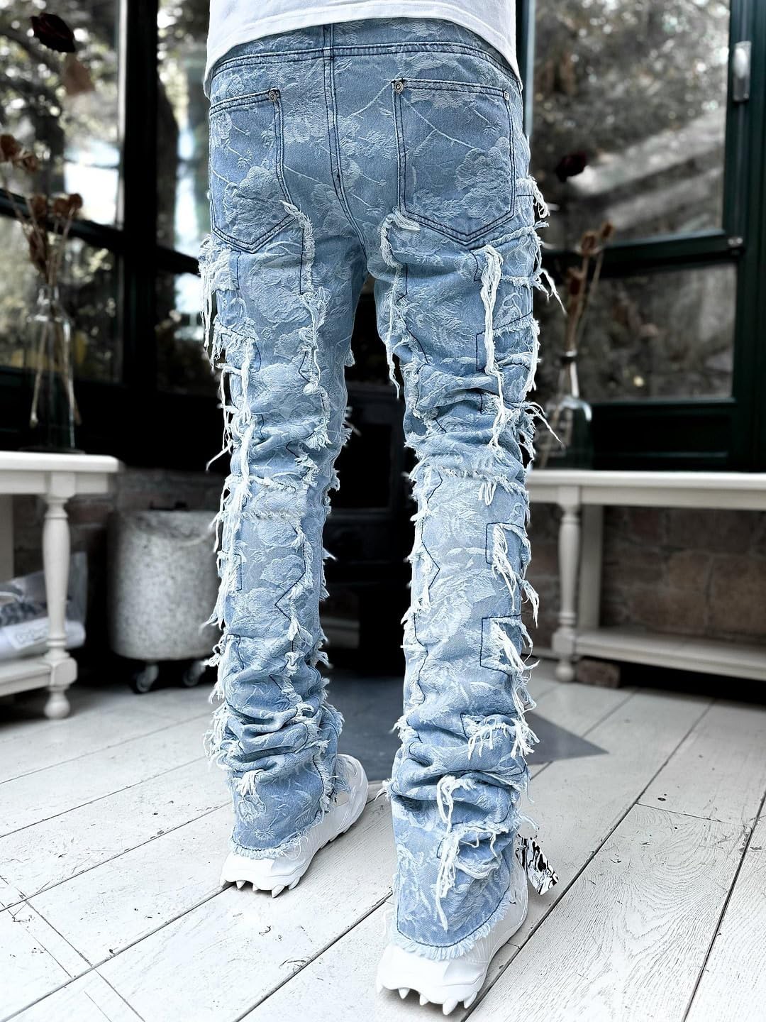 Jeans holgados elásticos ajustados para hombre
