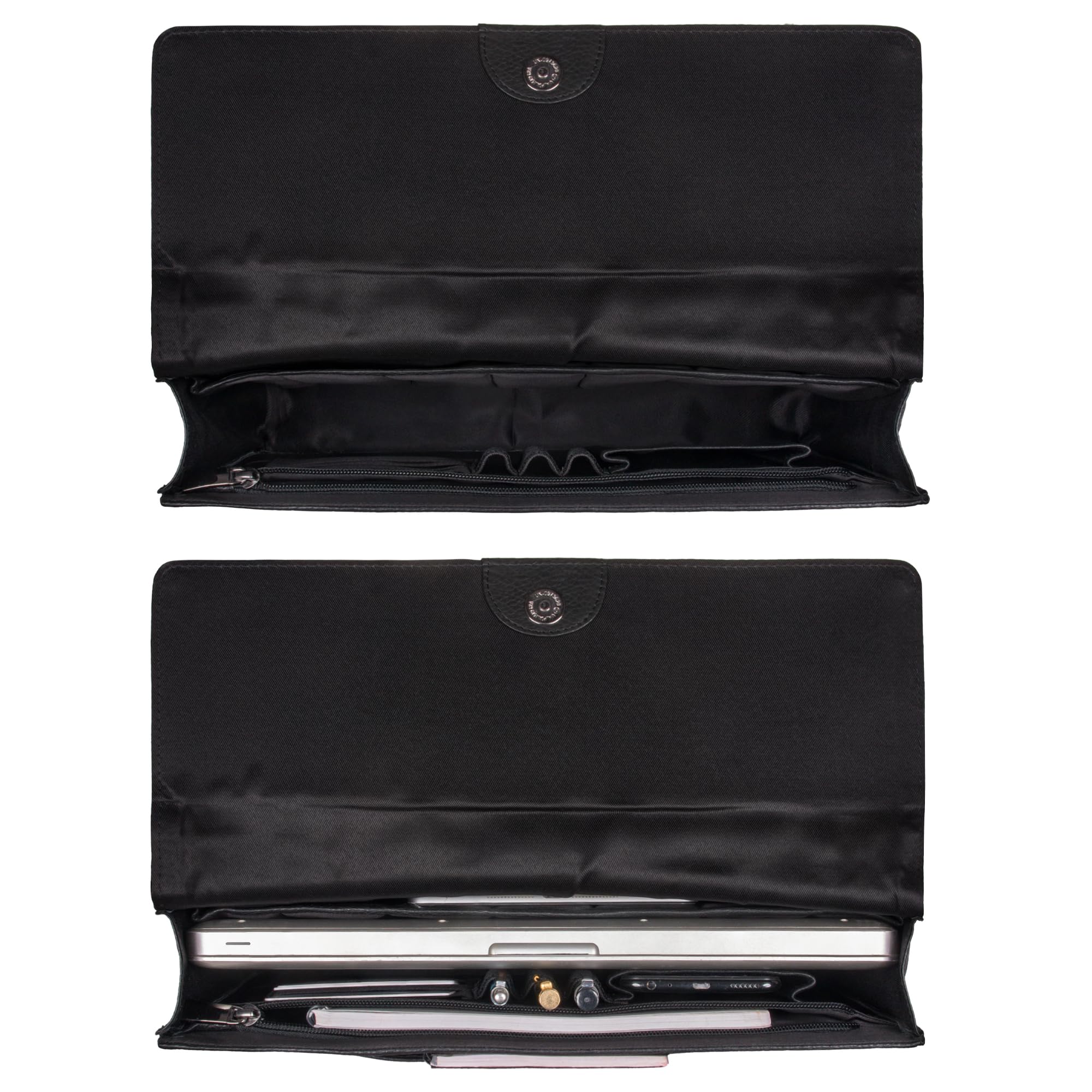 STILORD "Jackie Konferenzmappe Echtleder für 13.3 Zoll Schmale Dokumententasche für Büro Laptop schwarz A4 Mappe kleine Aktentasche Farbe:cannes - braun