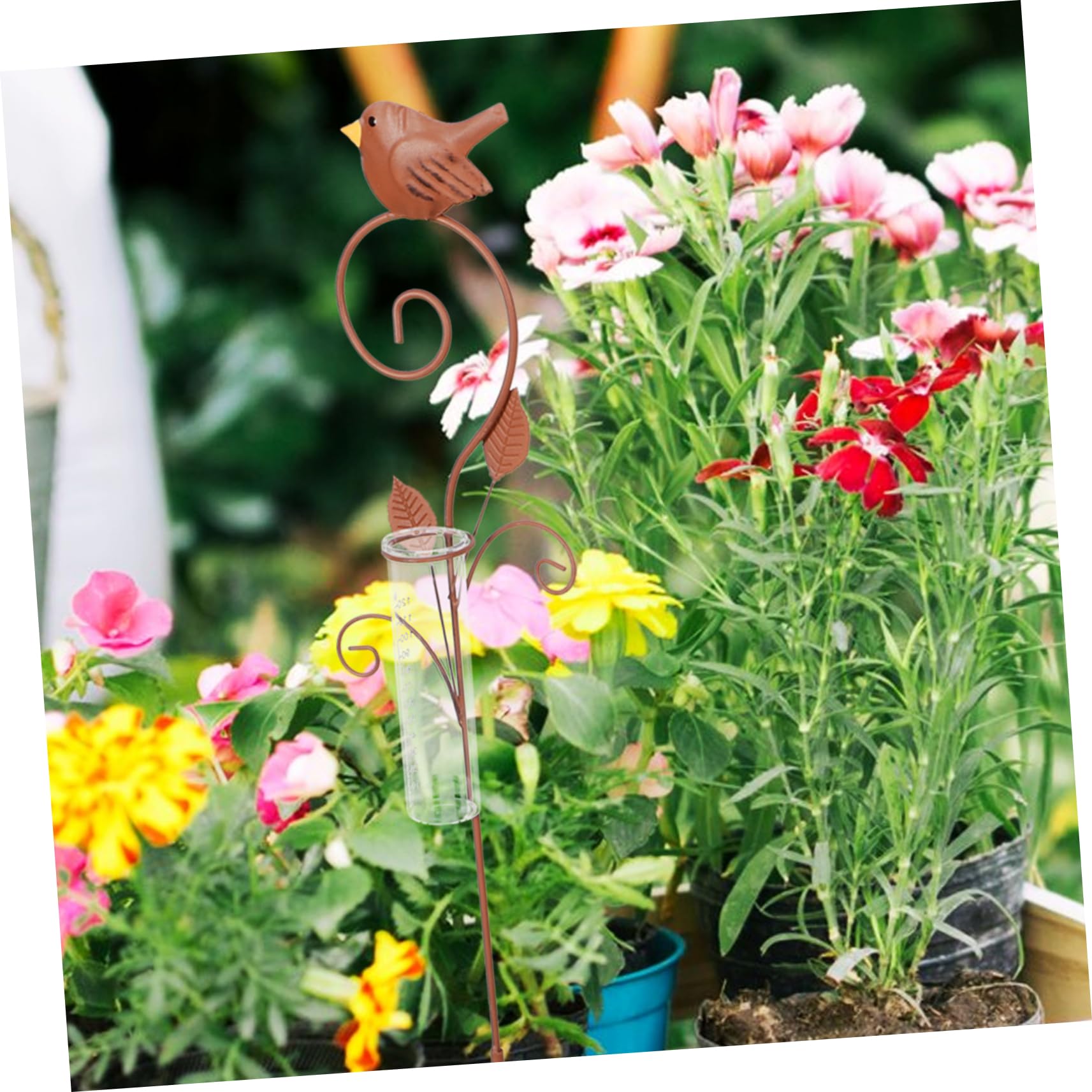 TOYANDONA Regenmesser aus Eisen und Glas für Garten und Rasen, Braun