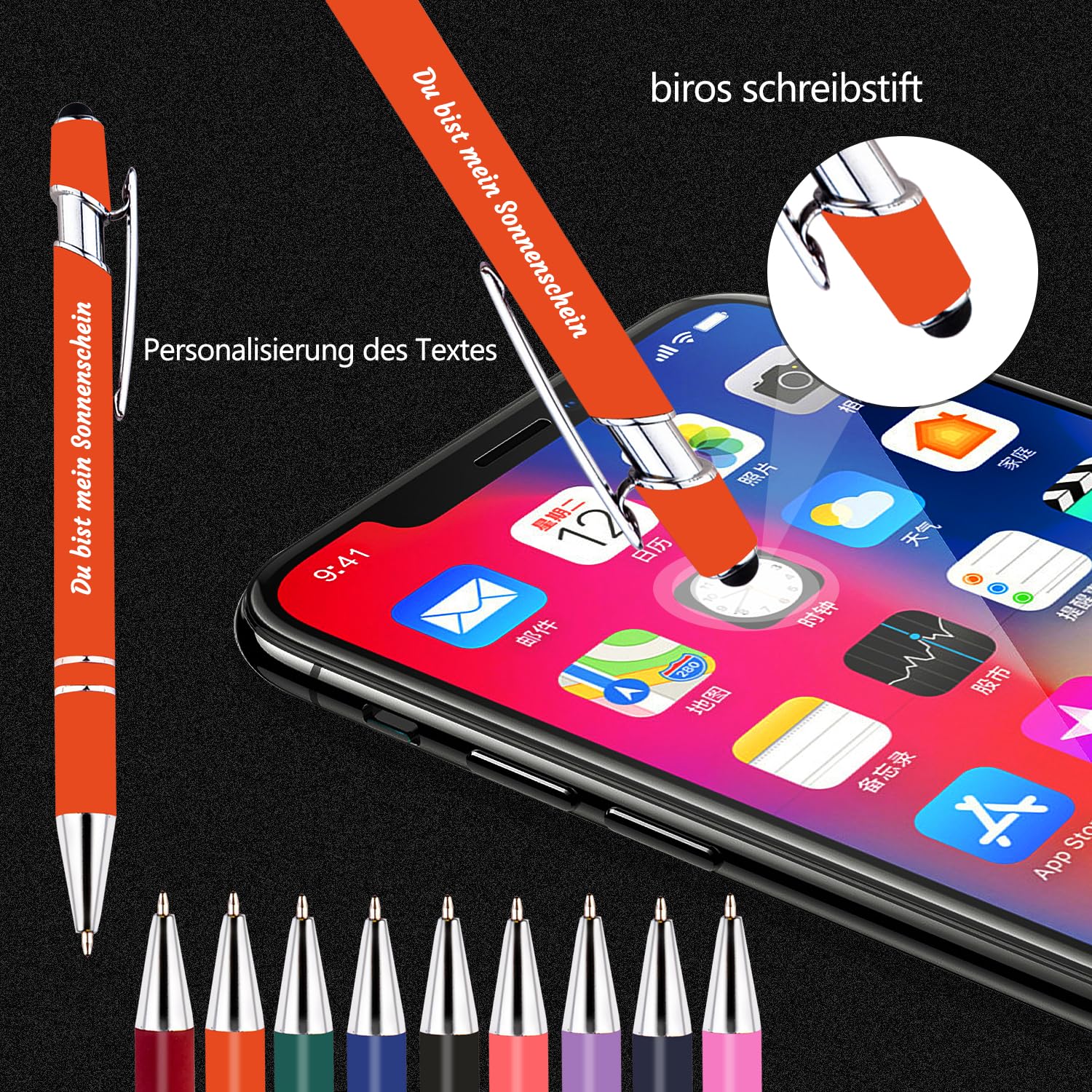 Personalisierter Multifunktions-Touch-Kugelschreiber, individueller Kugelschreiber, geeignet für Abschlussfeier, Firmenwerbung, Büro, Hochzeit, Veranstaltungen - 96Stk