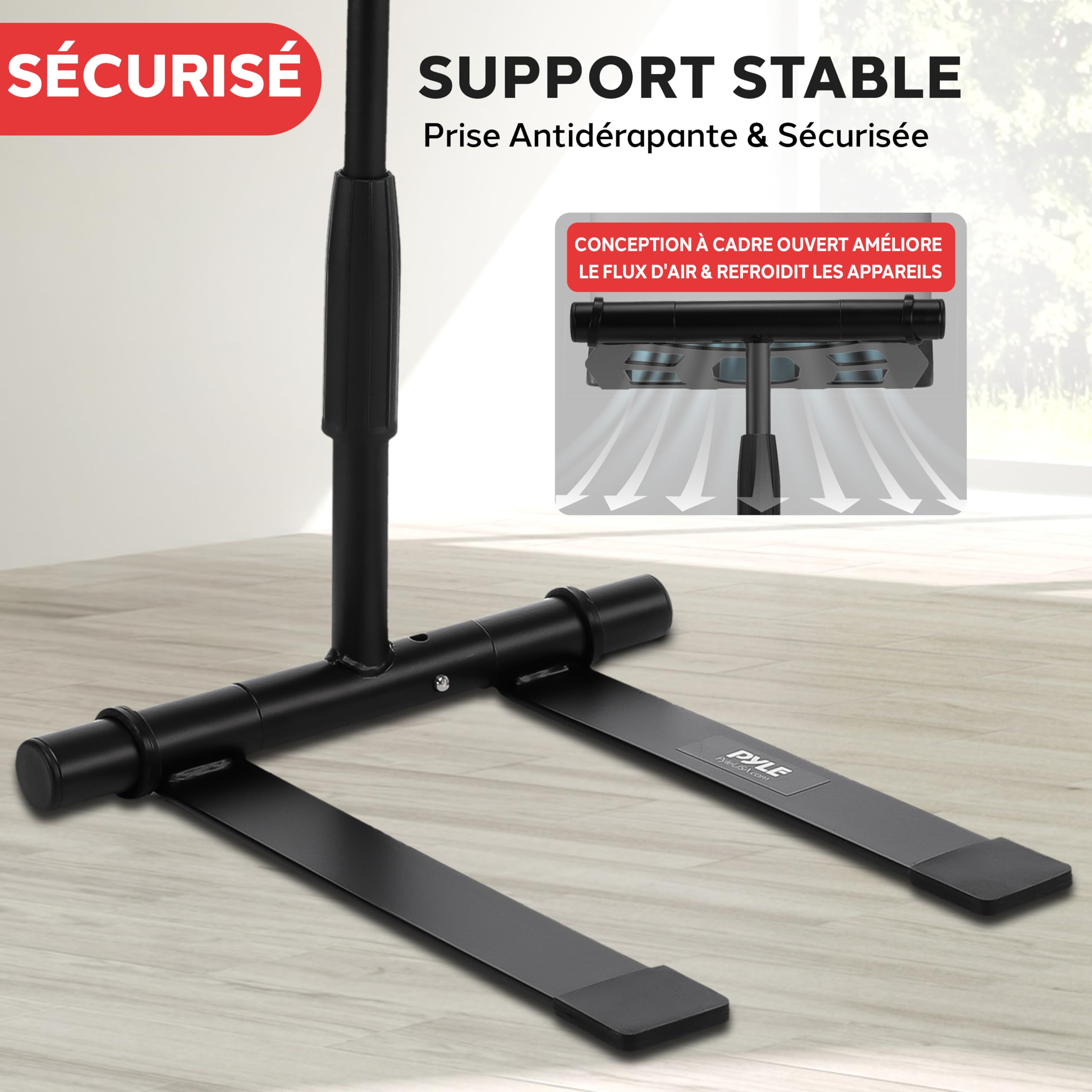 Pyle Support Ordinateur Portable Table Debout Angle Réglable Laptop Stand Hauteur Pliable Plateau Antidérapant Quatre Branches iPad