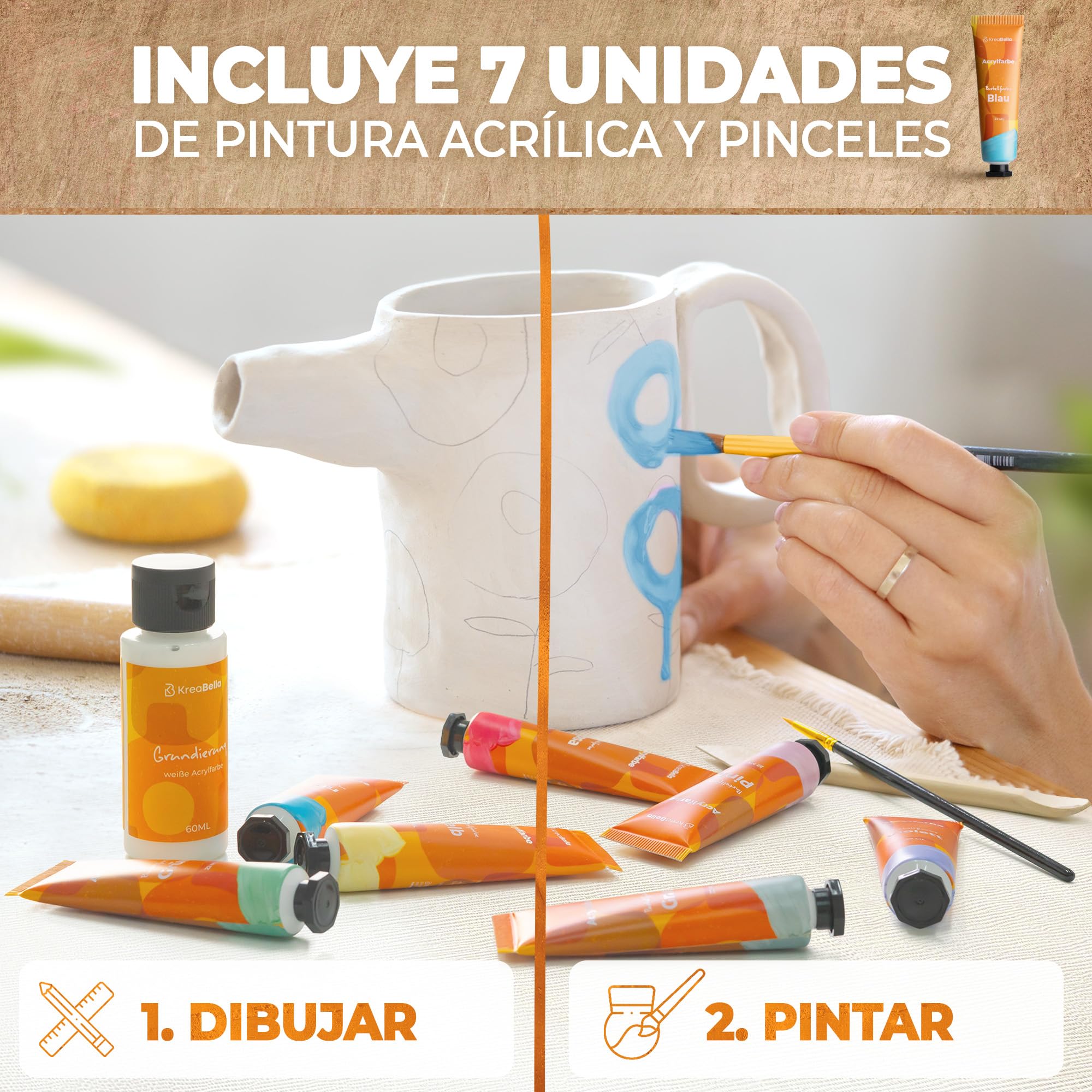 Juego de alfarería - Alfareros DIY para el hogar, arcilla de secado al aire para manualidades, arcilla de secado automático, juego de arcilla seca para cerámica creativa, juego creativo de