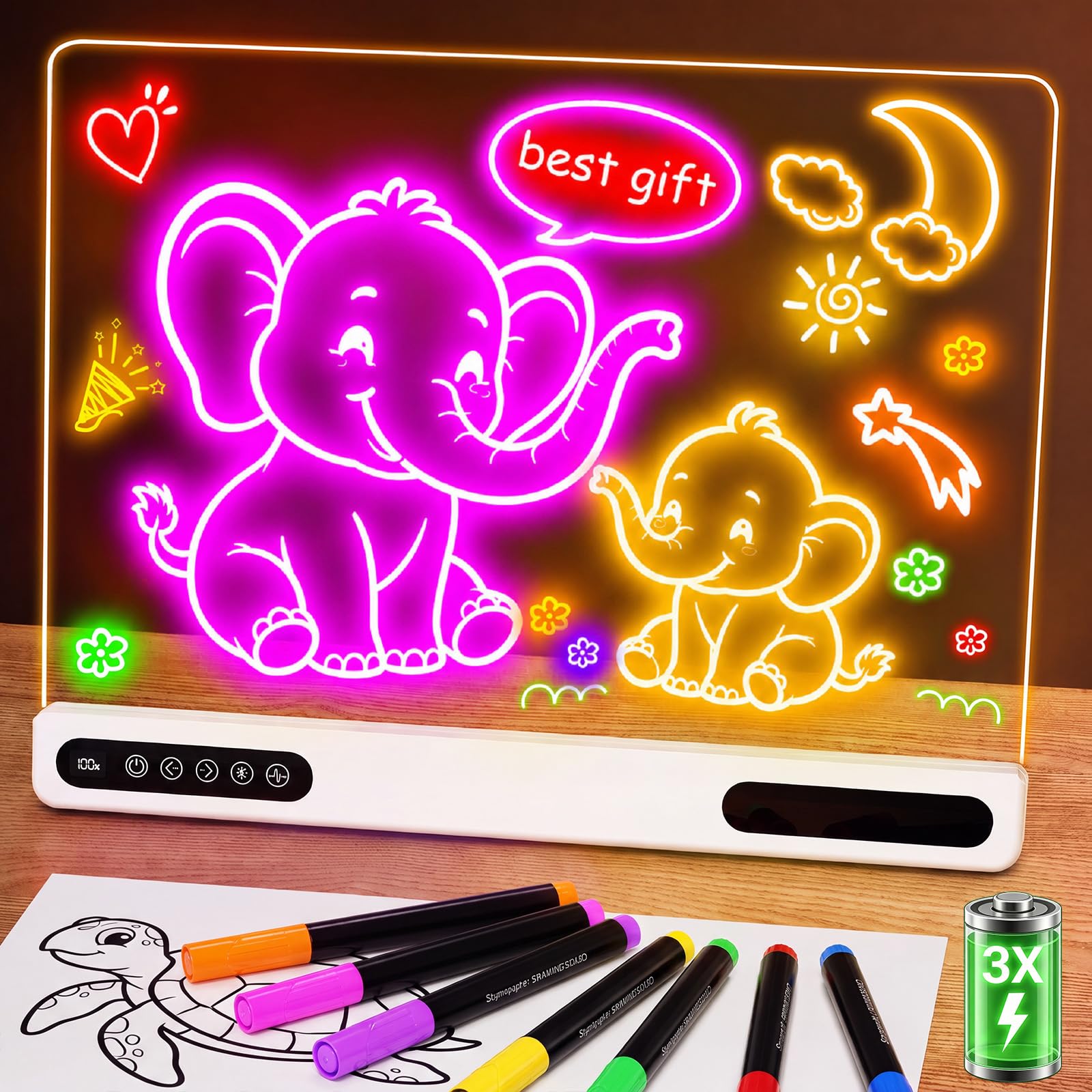 Rechargeable LED Drawing Board for Kids: 20 Hour Battery Life Scratch