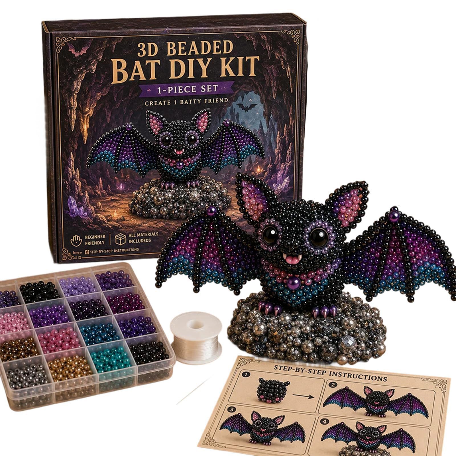 Style K 3D Beaded Animals Kit | Bead Animal Embroidery Kits With Instructions | Diy Animals Beading Arts And Crafts For Adults | Handmade Jewelry Art Making Kit