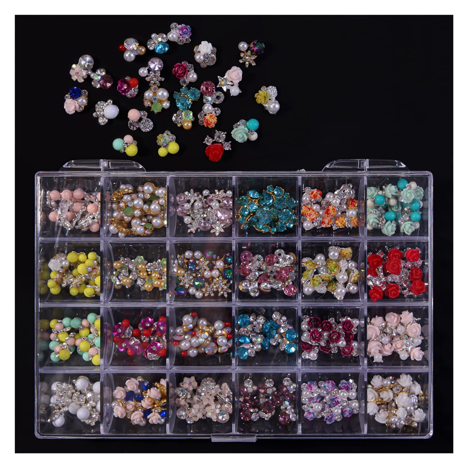 Yaoqijie 120 240 piezas de joyería de uñas, piedras preciosas de cristal, corona, corazón, aleación de oro y plata, puntas de manicura, 3D de diamantes de imitación metálicos duraderos (color: 240