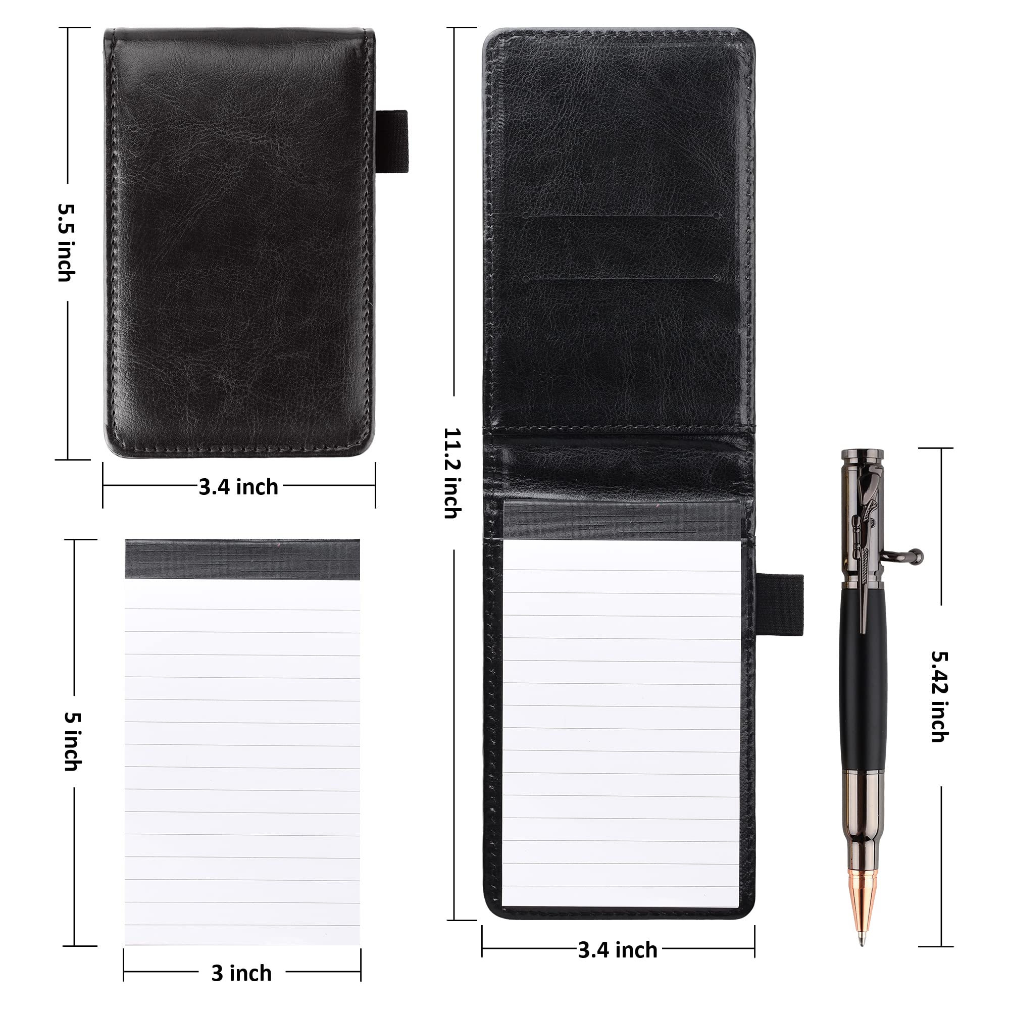 SMOOTHERPRO Mini porte-bloc-notes de poche 9 pièces avec stylo à boulon et recharges Noir MN135BK