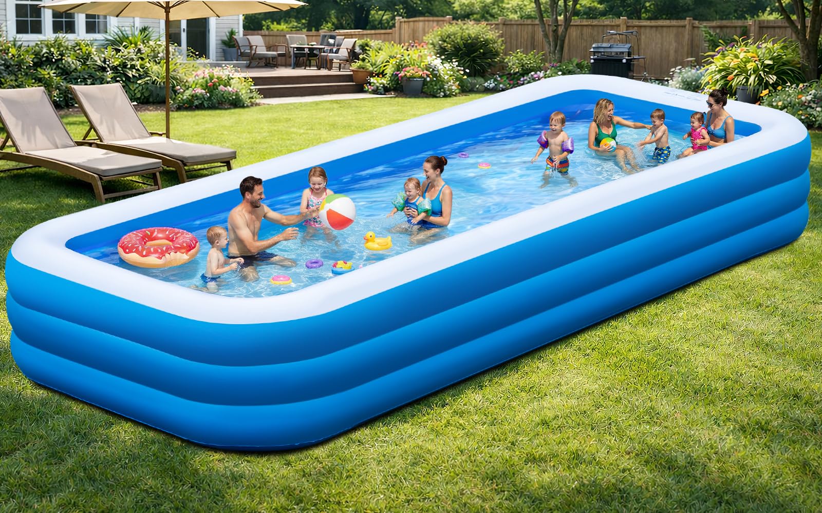 Piscinas inflables extragrandes de 180 x 76 x 22 pulgadas con bomba de aire incluida, piscina inflable de 1303 galones para familias adultas, piscina resistente sobre el suelo para fiesta de verano en