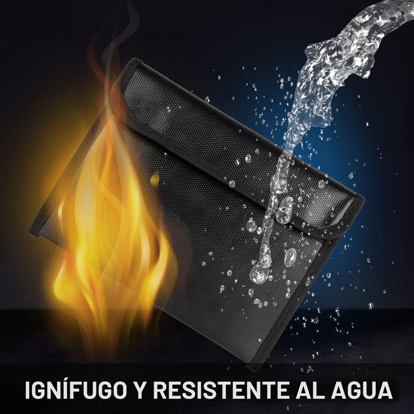 Bolsa ignífuga para documentos A5, de fibra de vidrio, resistente al fuego, con revestimiento de silicona, para facturas, contratos, pasaporte y otros objetos de valor (23 x 18 cm)