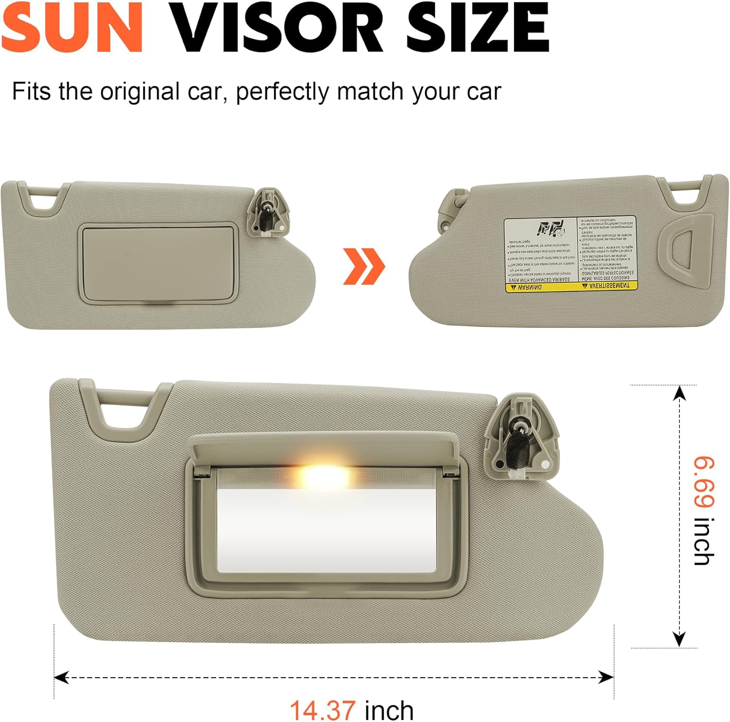 Beige Driver Left + Passenger Right Side Sun Visor Replacement Compatible with Nissan Altima 2013 2014 2015 2016 2017 2018 Without Sunroof Replace 96400-3TA2A & 96401-3TA2A