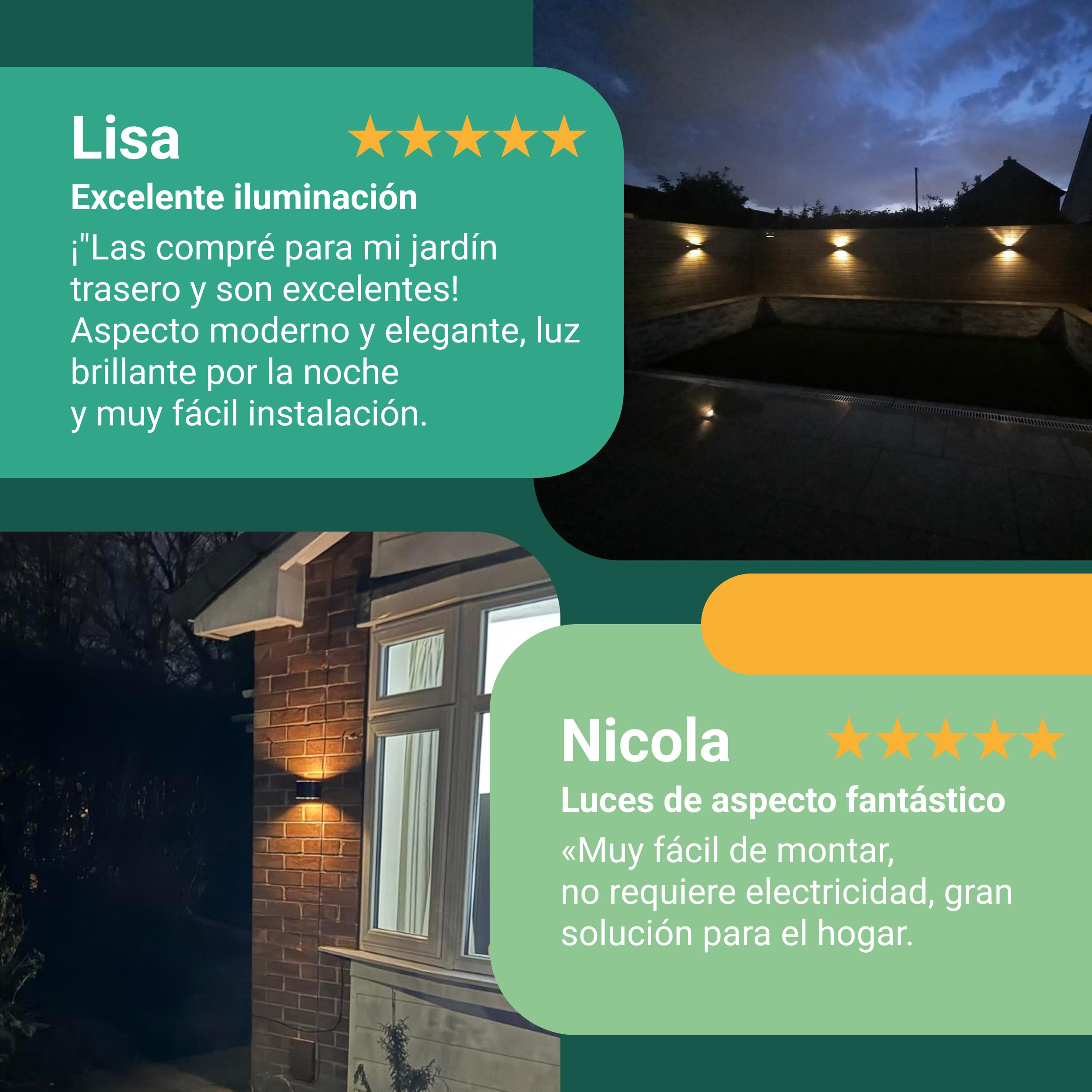 Proxinova Solar Aplique Pared Exterior LED, Lámparas de Doble Luz, Sensor Crepuscular, Para Iluminación Solar de Jardín, Lampara Exterior Solar, Impermeable IP65, Paquet de 2