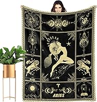 Vista 1 de Aries Blanket 12 Horoscope Astrology Bed Blankets Soft Cozy Personalized Flannel Throw Blankets 50"X40