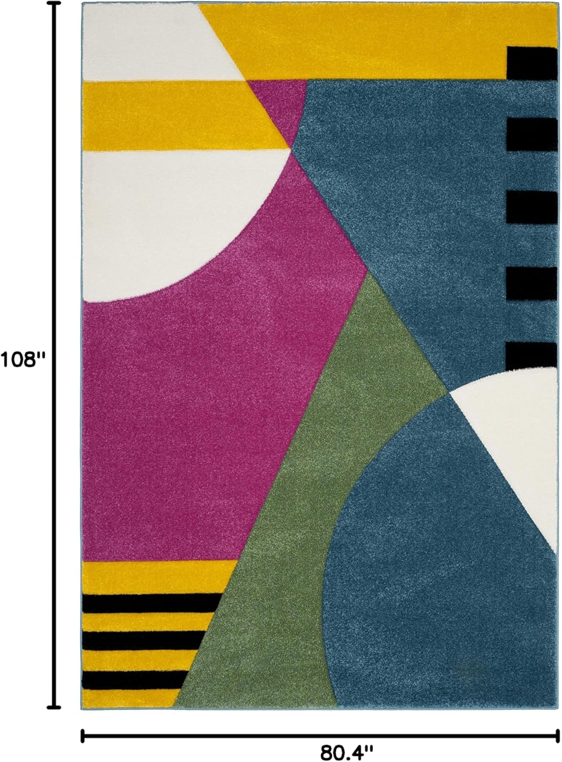 SAFAVIEH Hollywood Collection Area Rug - 6'7" x 9', Peacock Blue & Fuchsia, Mid-Century Modern Design, Non-Shedding & Easy Care, Ideal for High Traffic Areas in Living Room, Bedroom (HLW706C)