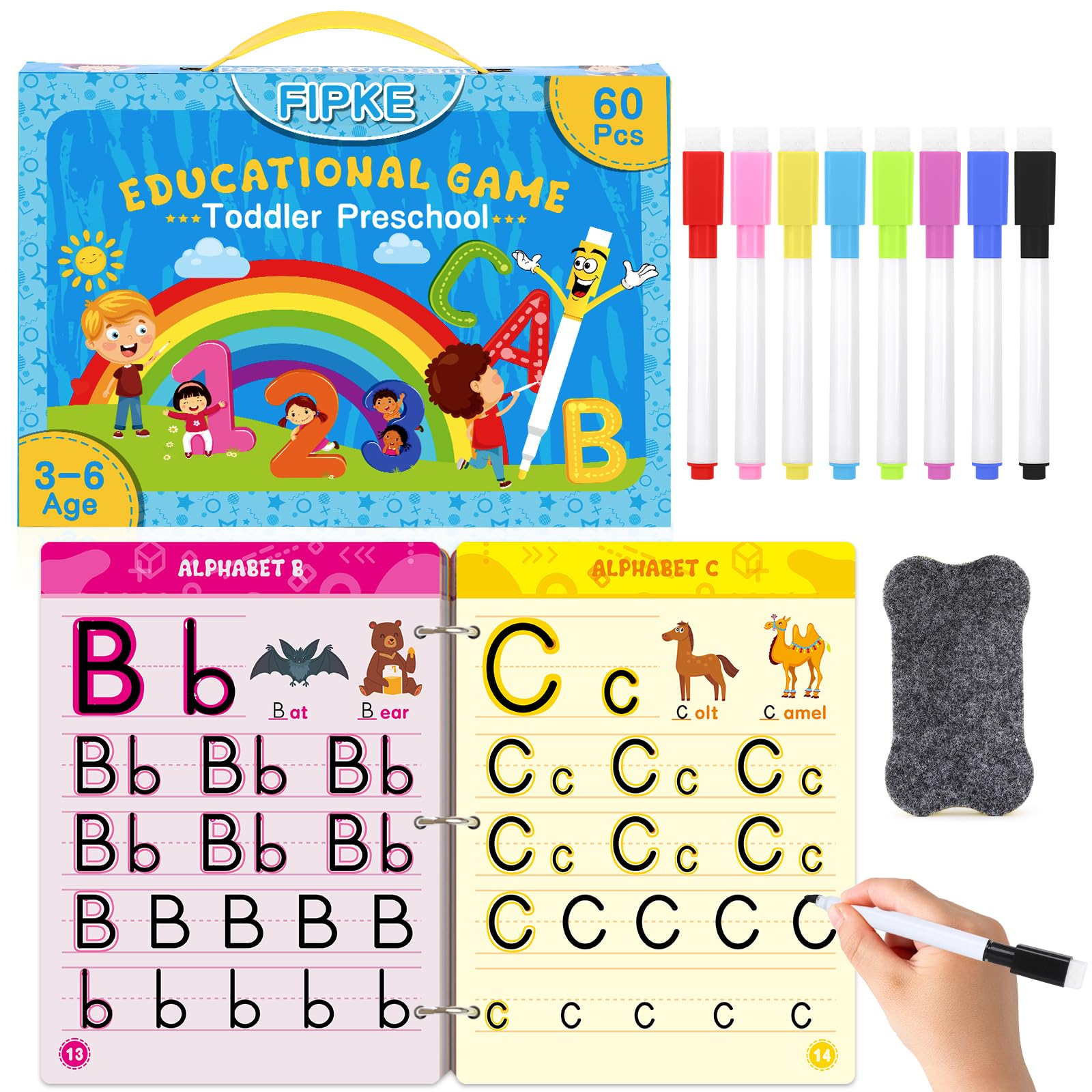 Preschool Learning Activities Kindergarten Workbook, Preschool Handwriting Tracing Books for Kids Ages 3-6, Educational Letter Tracin for 3-4 Year Olds, Alphabet Writing Practice for Kids