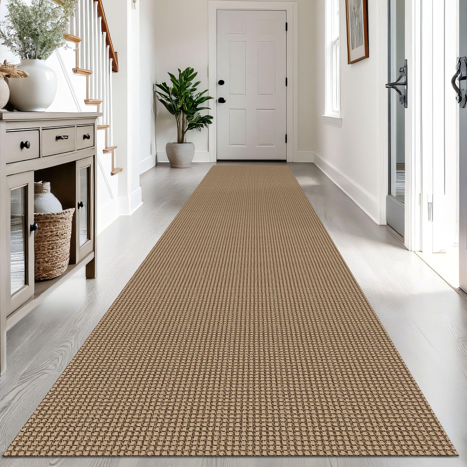 IOHOUZE Washable Exrea Long Hallway Runner Rug 3x14 Non Slip Rubber Backed Kitchen Runner Entryway Runner Indoor, Woven Rugs Floor Carpet for Kitchen