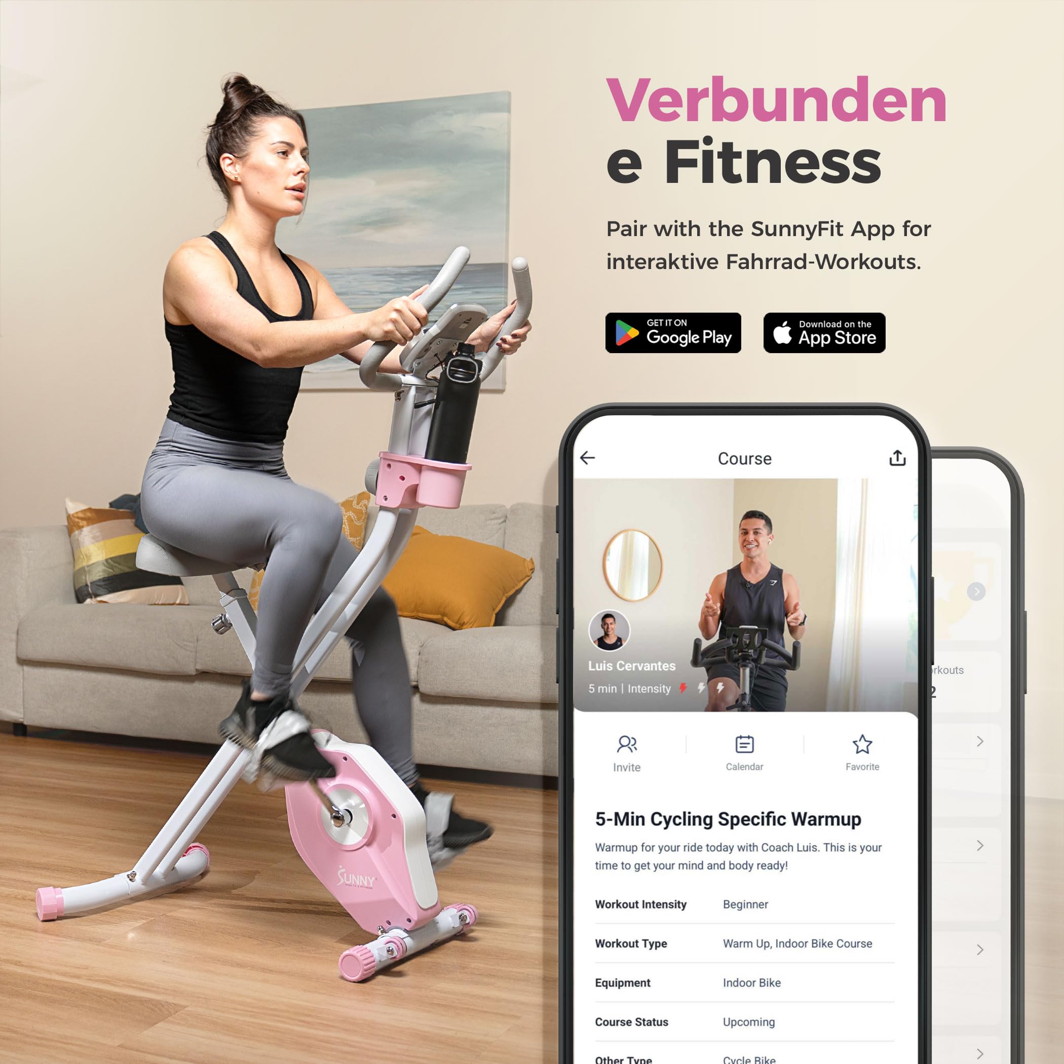 Sunny Health & Fitness Faltbares magnetisches X-Bike Pro