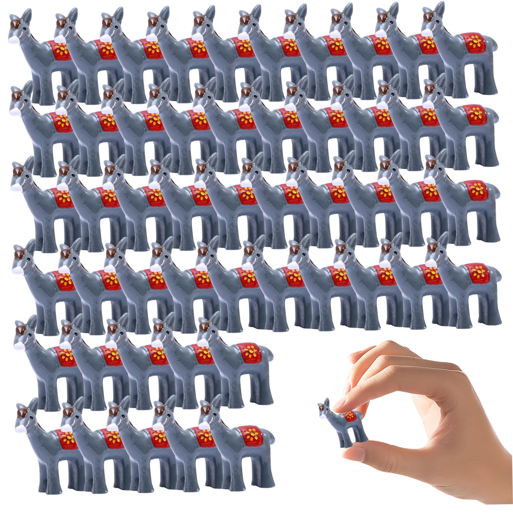 AwnsIMfreien Mini Donkey, 50Pcs Mini Donkey Figurines, Small Resin Animals Realistic Miniature Crafts Tiny Figurine Bulk for Garden Micro Landscape Decoration, Figurine