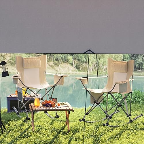 Miniatura 9 de Outsunny Sillas mecedoras plegables para adultos, mecedoras portátiles para exteriores con reposacabezas, bolsa refrigeradora, soporte para tazas,