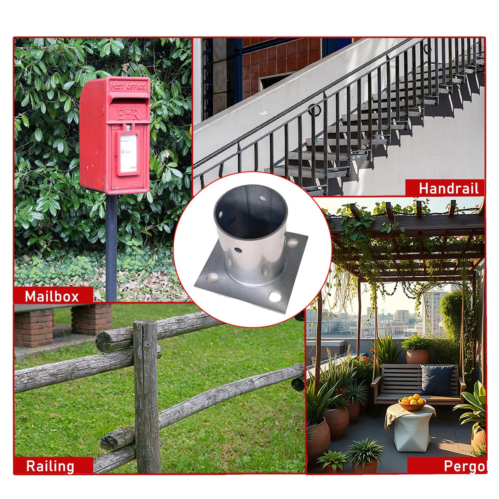 LZMZMQ Soporte para Poste Base para Poste de Madera Base Redonda para Columna De Exterior (Alturas De 50 80 100 120 Cm), Base para Poste, Adaptador De Montaje sobre Pilar | 70x80mm/2.8x3.1in